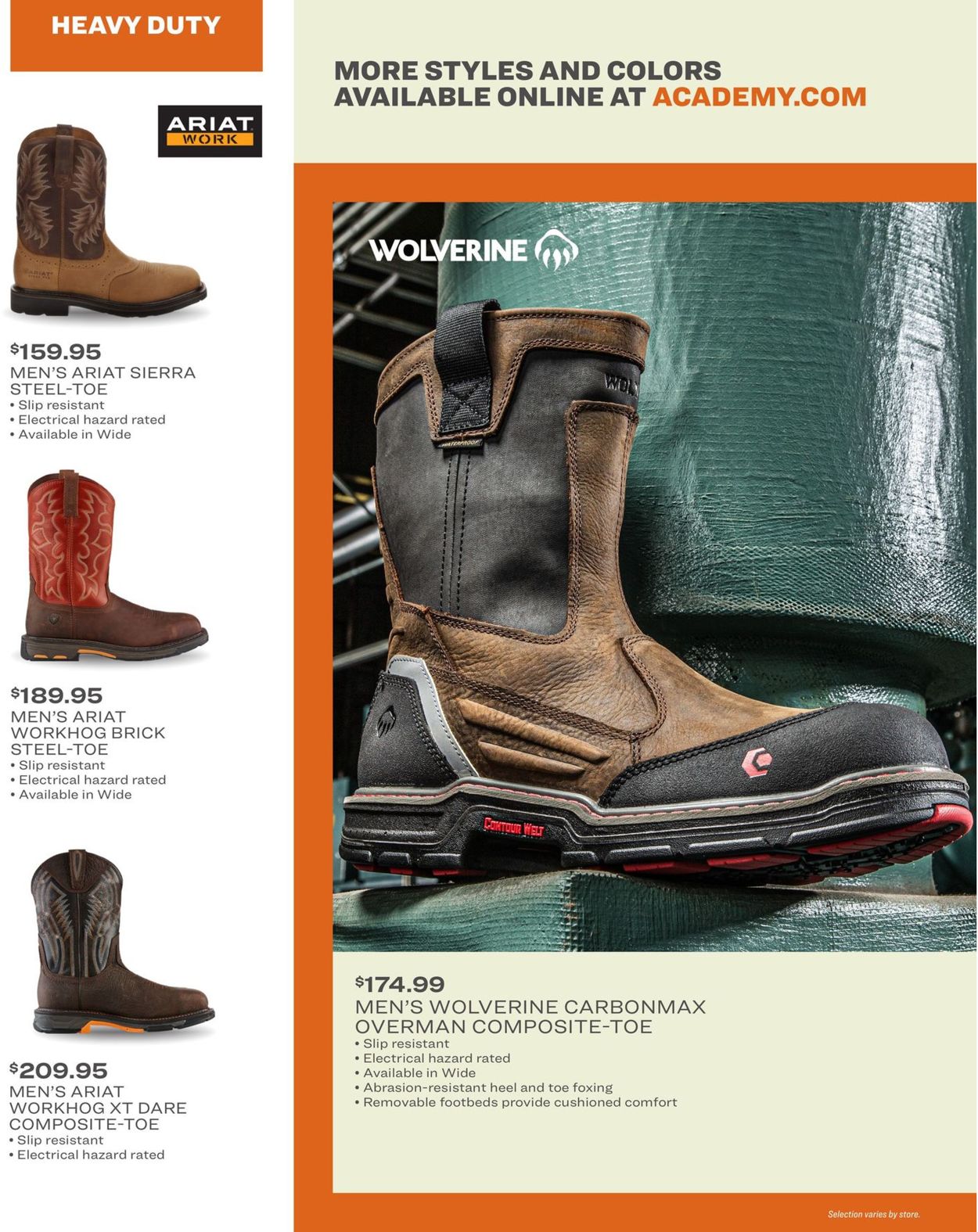 academy work boots coupons