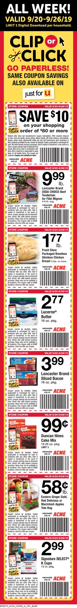 Catalogue Acme from 09/20/2019