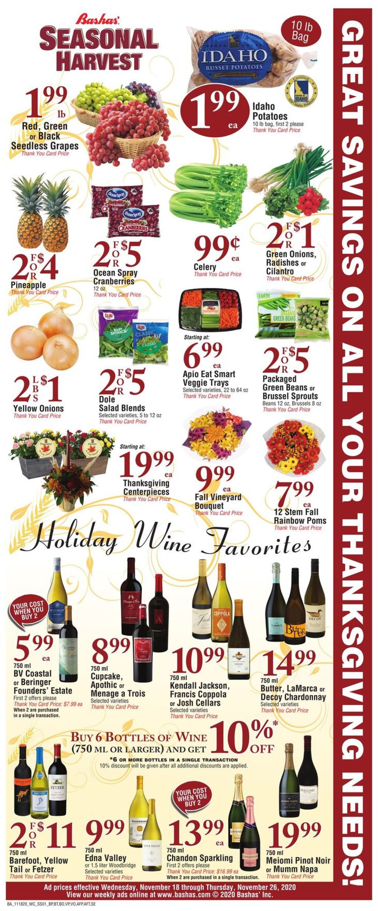 Catalogue Bashas Thanksgiving ad 2020 from 11/18/2020