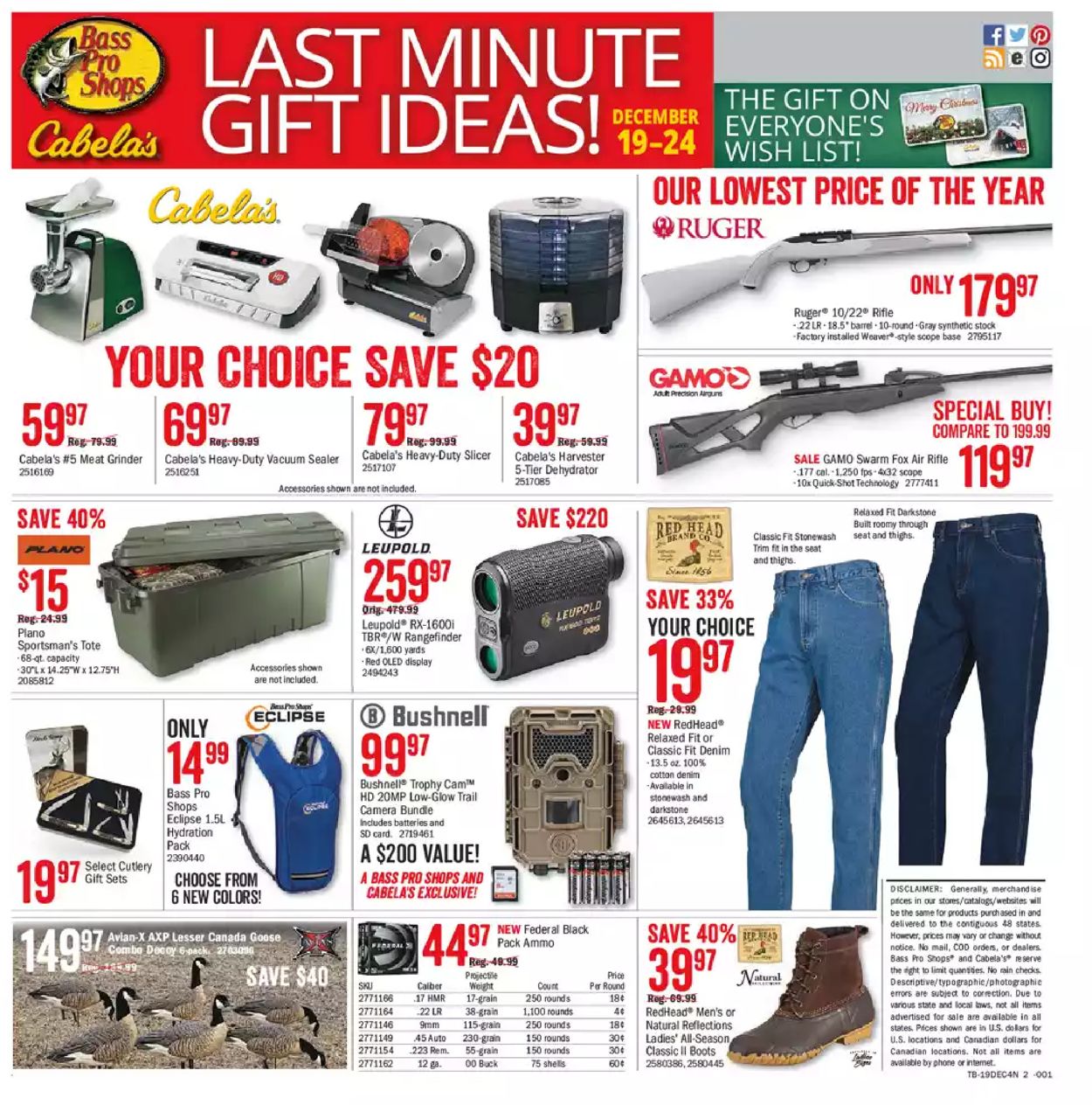 Catalogue Bass Pro - Holiday Sale Ad 2019 from 12/19/2019