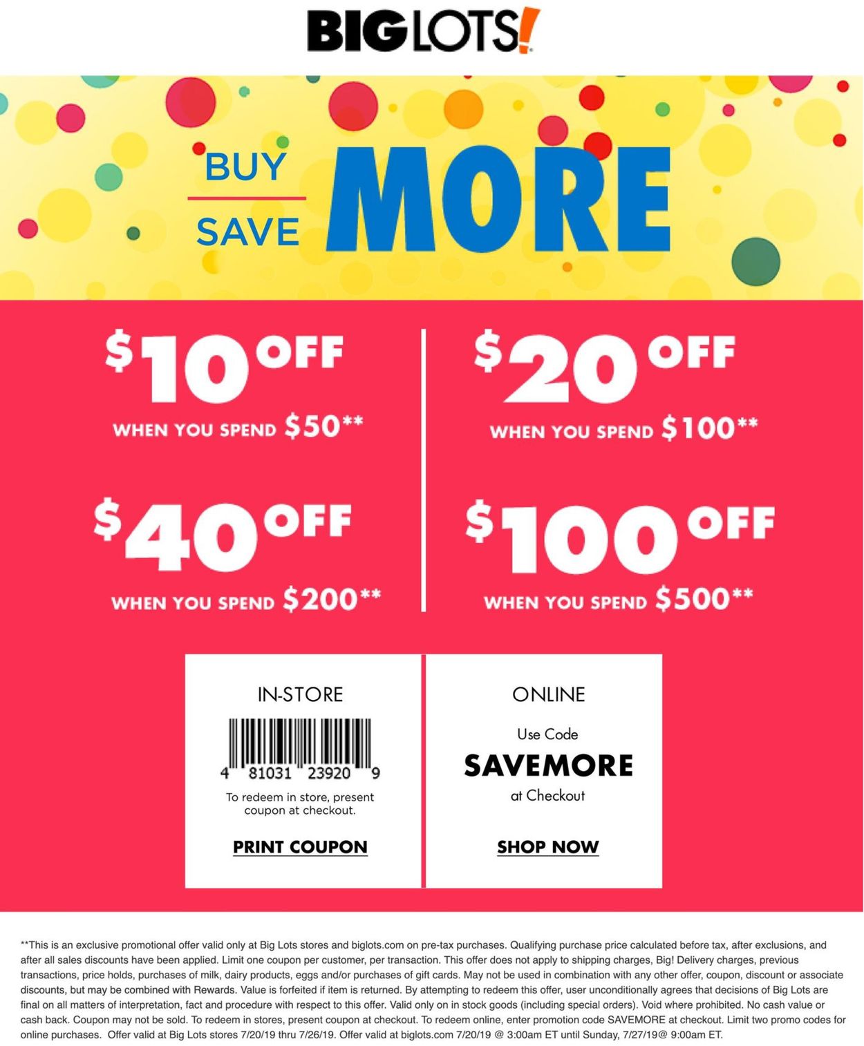 Catalogue Big Lots from 07/20/2019