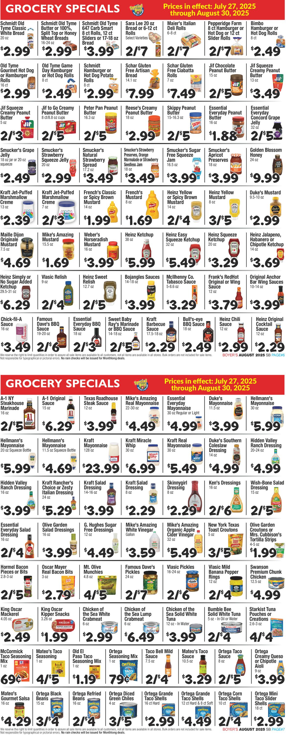 Catalogue Boyer's Food Markets from 07/27/2025