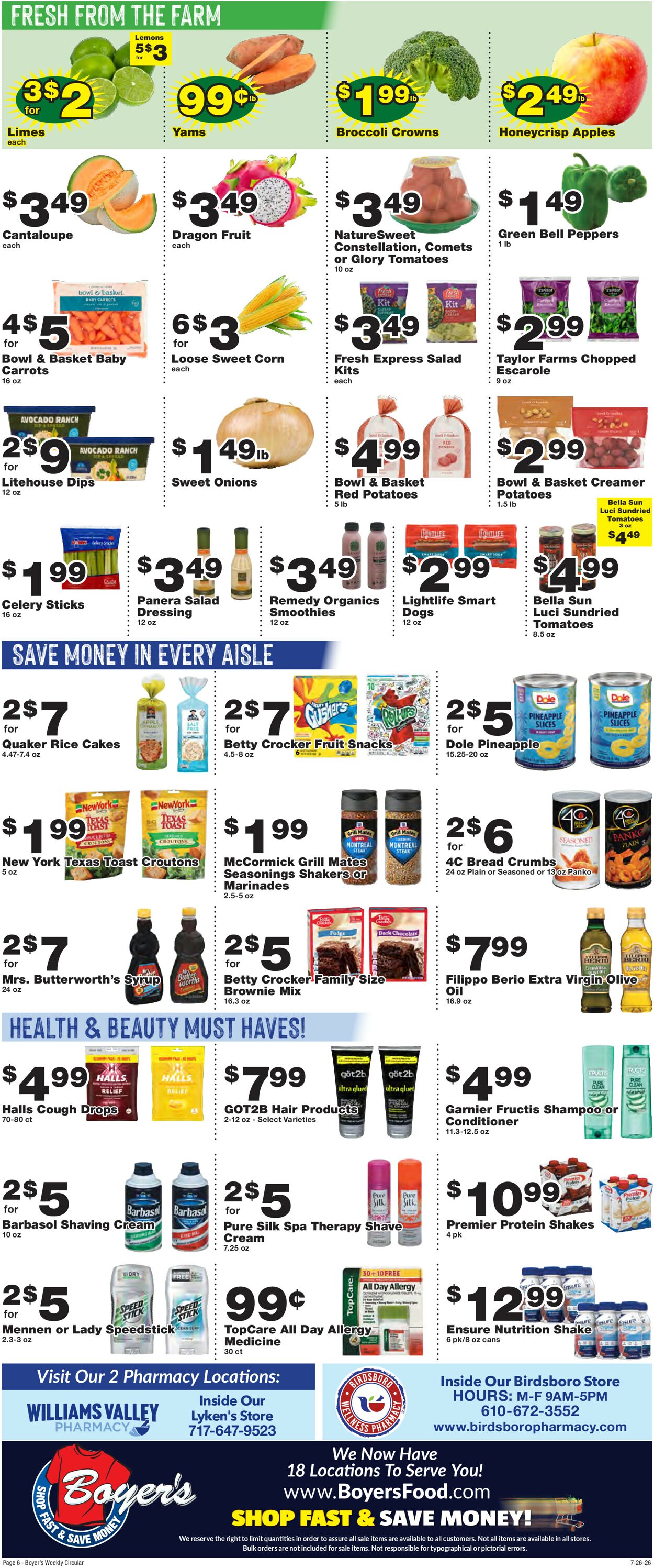 Catalogue Boyer's Food Markets from 07/26/2026