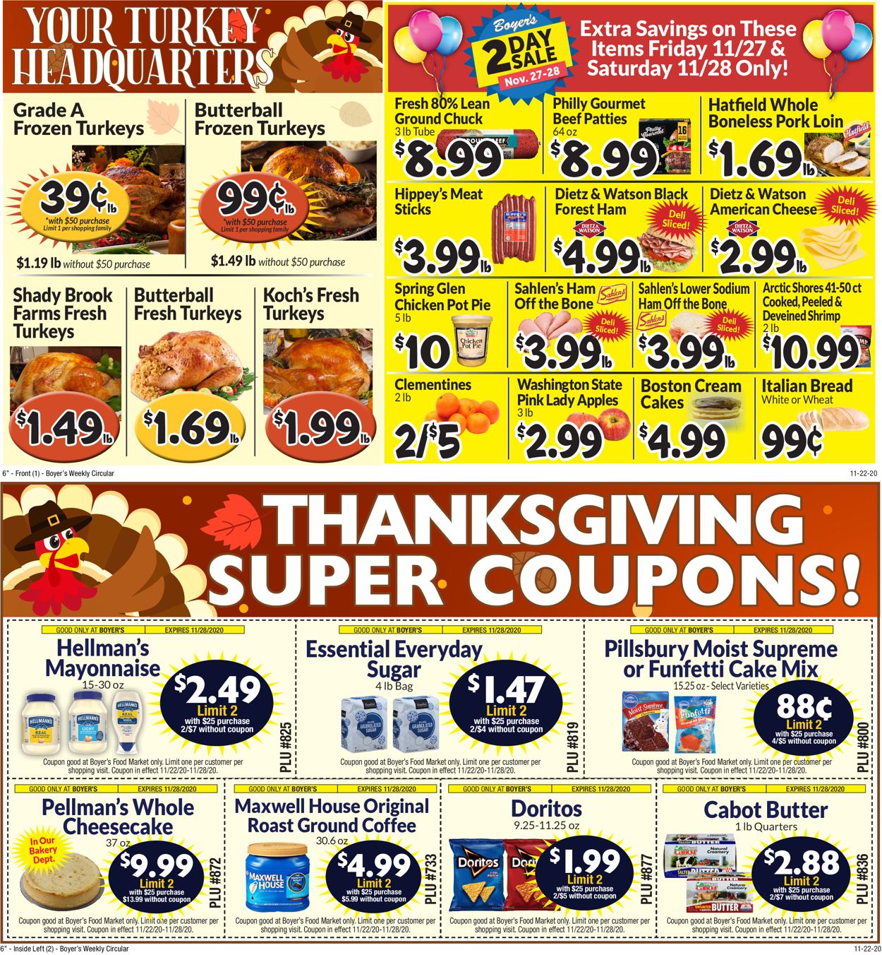 Catalogue Boyer's Food Markets Thanksgiving 2020 from 11/22/2020