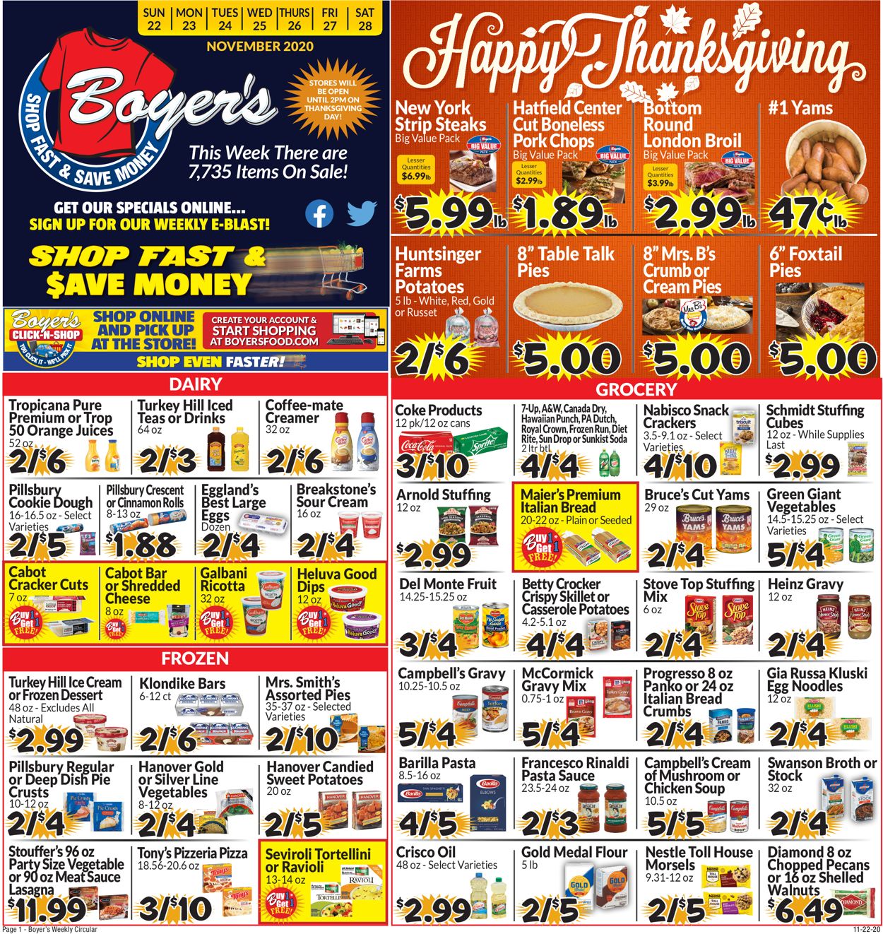 Catalogue Boyer's Food Markets Thanksgiving 2020 from 11/22/2020