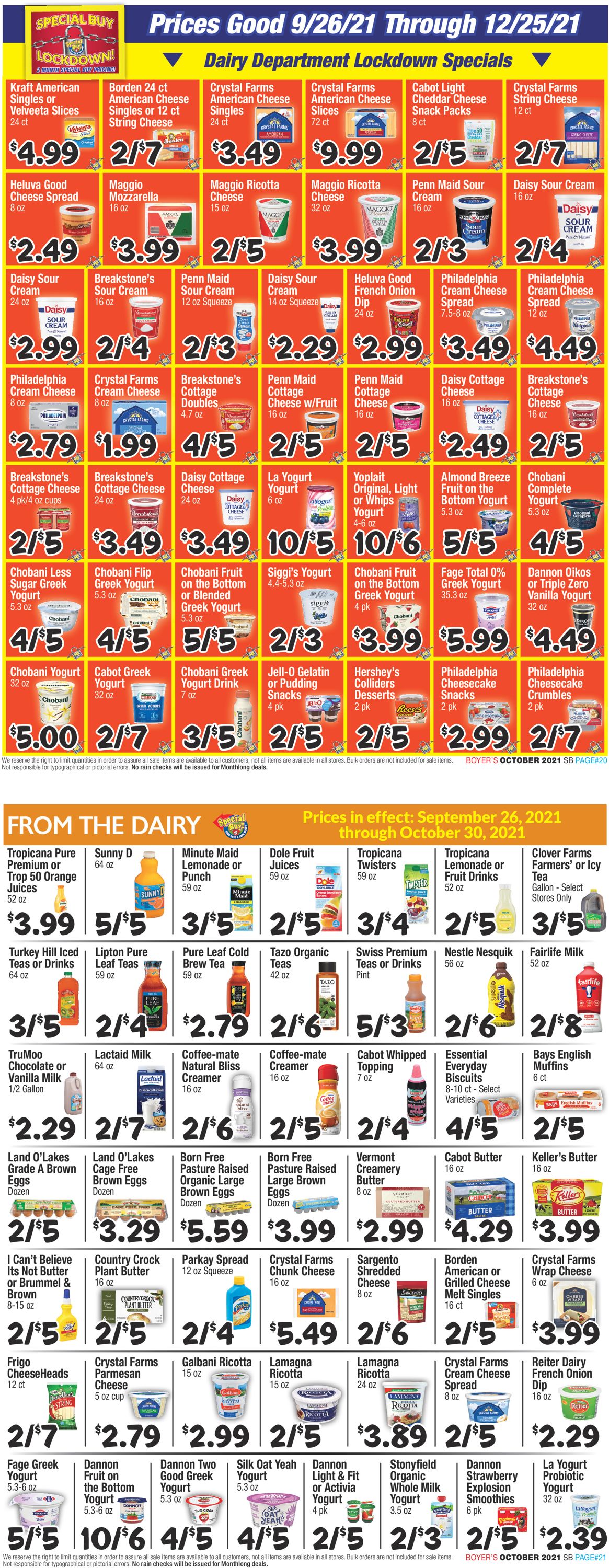 Catalogue Boyer's Food Markets from 09/26/2021