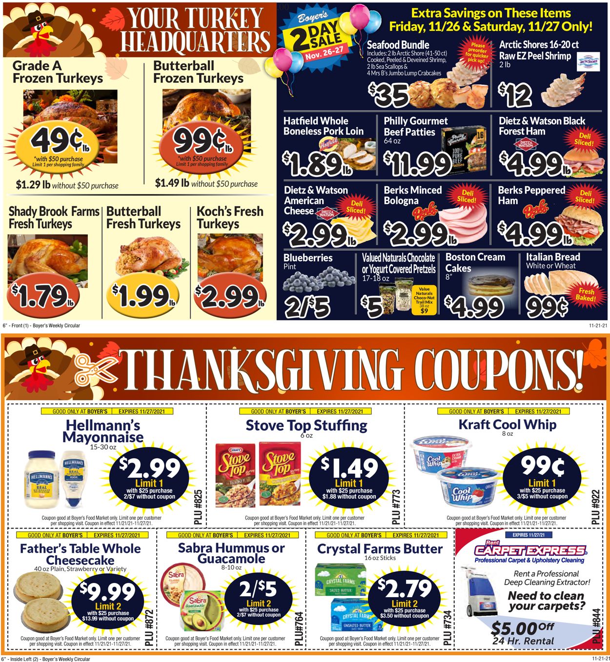 Catalogue Boyer's Food Markets THANKSGIVING 2021 from 11/21/2021
