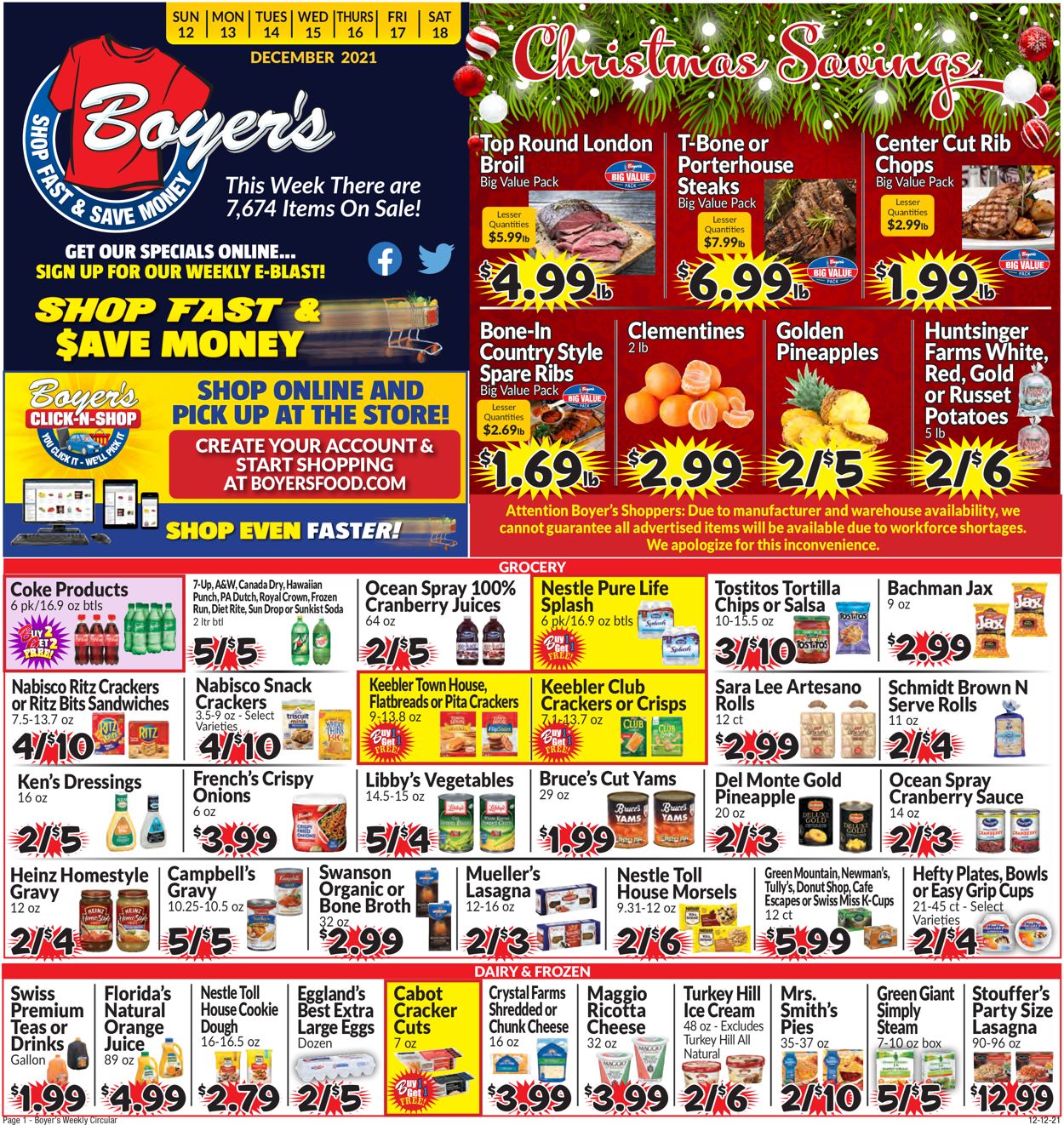 Catalogue Boyer's Food Markets HOLIDAY 2021 from 12/12/2021