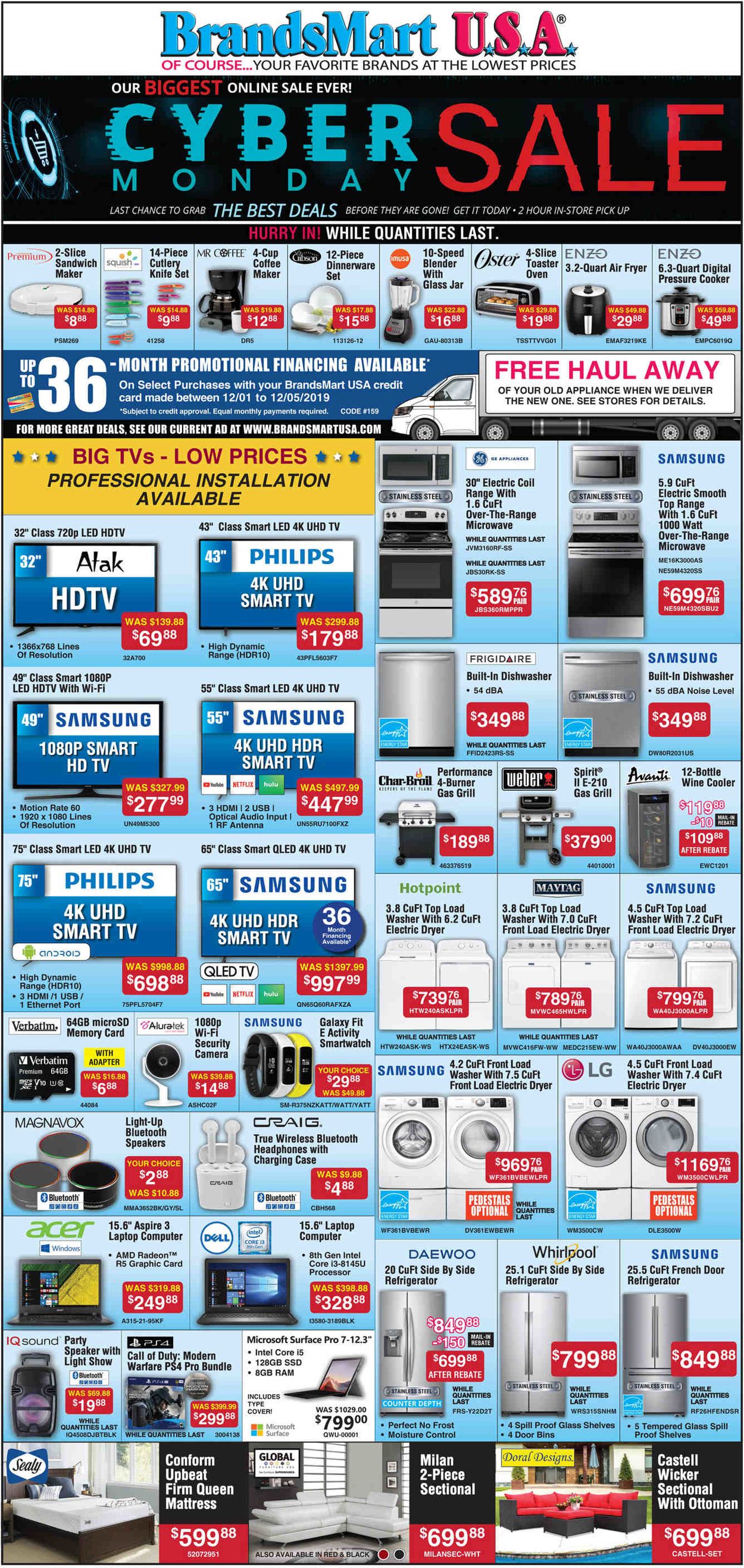 Catalogue Brandsmart USA - Cyber Monday Sale Ad 2019 from 12/01/2019