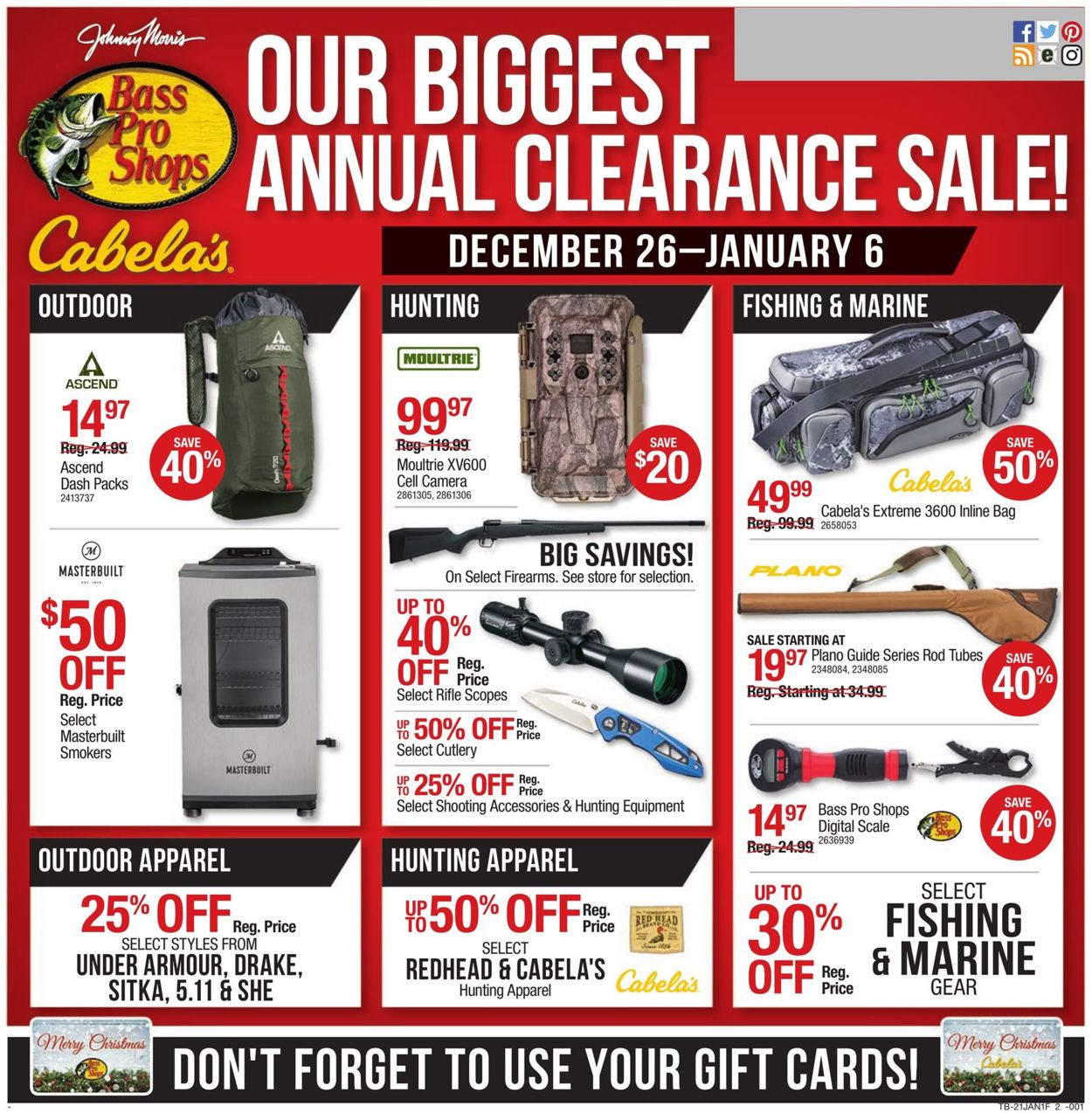 Catalogue Cabela's Annual Clearance Sale!    from 12/26/2020