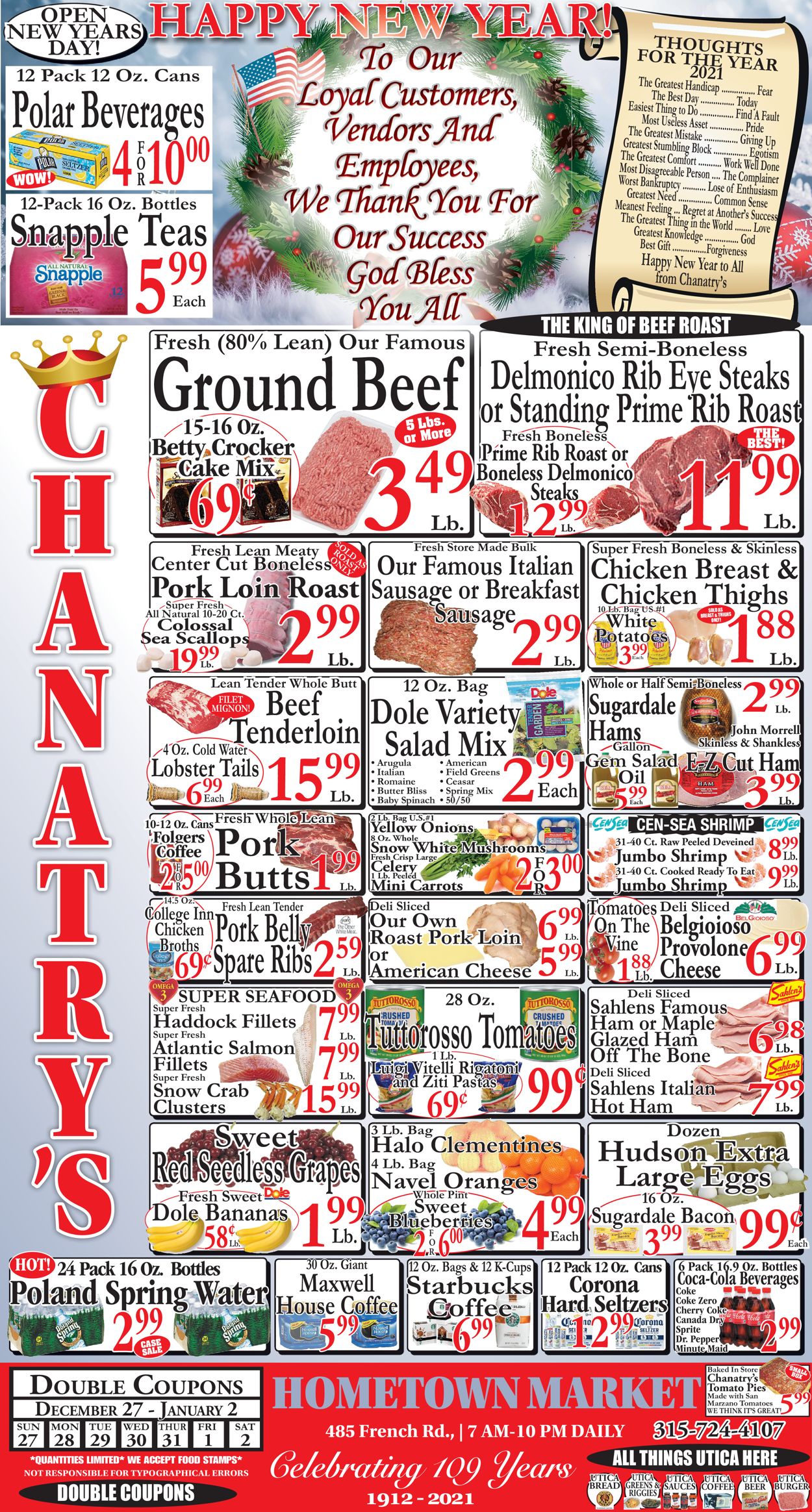 Catalogue Chanatry's Hometown Market from 12/27/2020