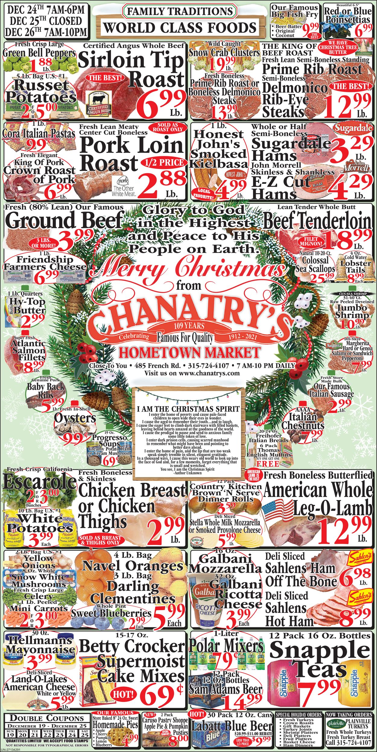 Catalogue Chanatry's Hometown Market HOLIDAY 2021 from 12/19/2021