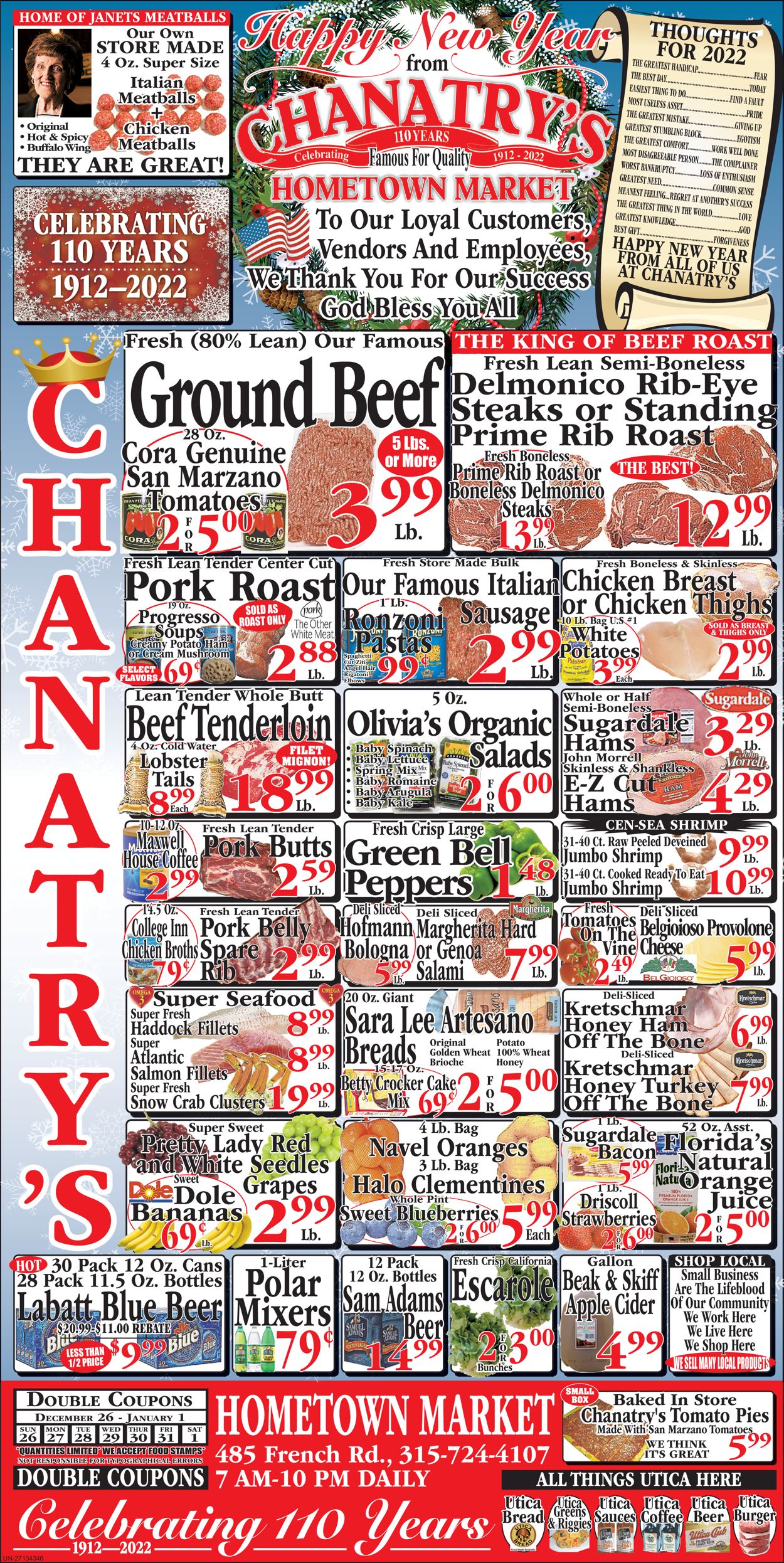 Catalogue Chanatry's Hometown Market from 12/26/2021