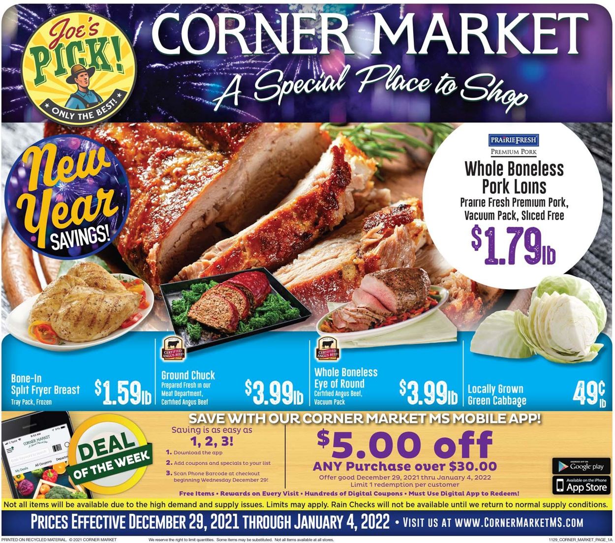 Catalogue Corner Market from 12/29/2021