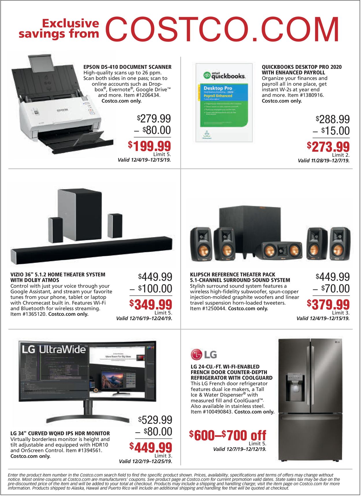 Catalogue Costco from 12/01/2019