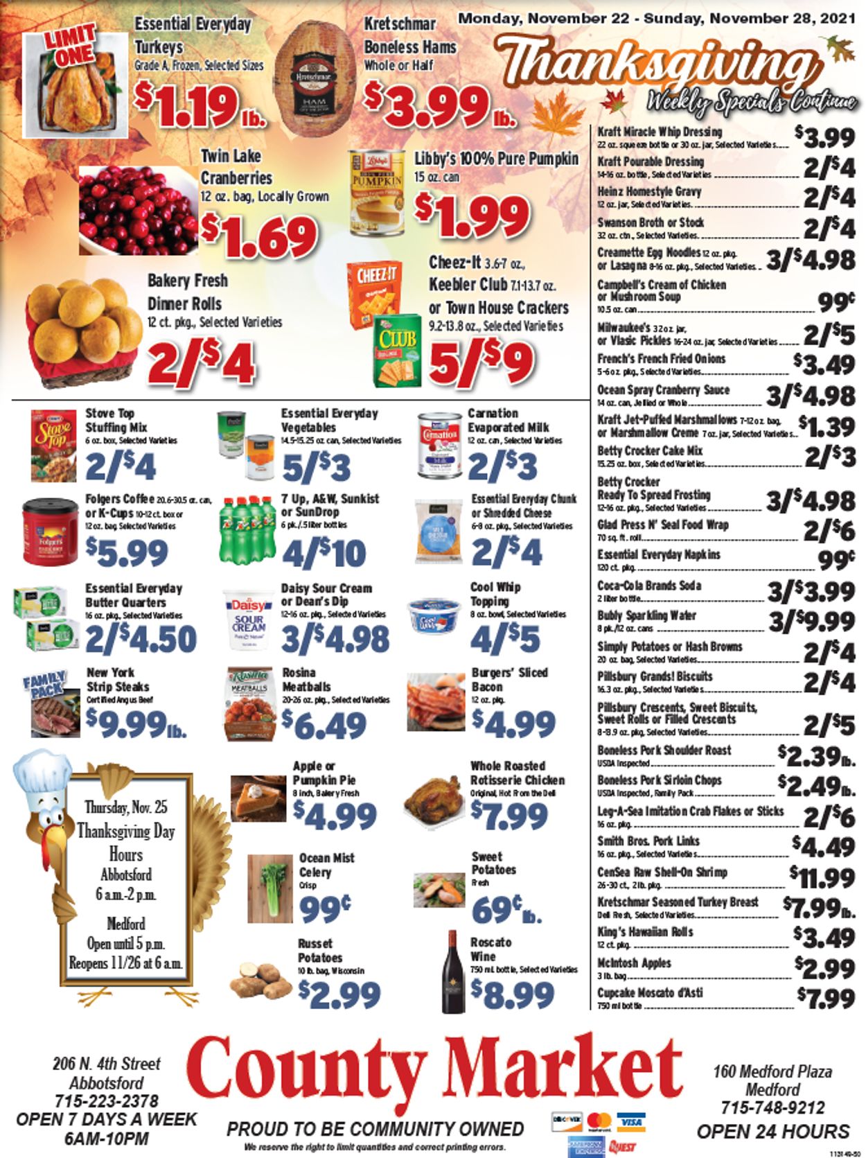Catalogue County Market Thanksgiving 2021 from 11/22/2021