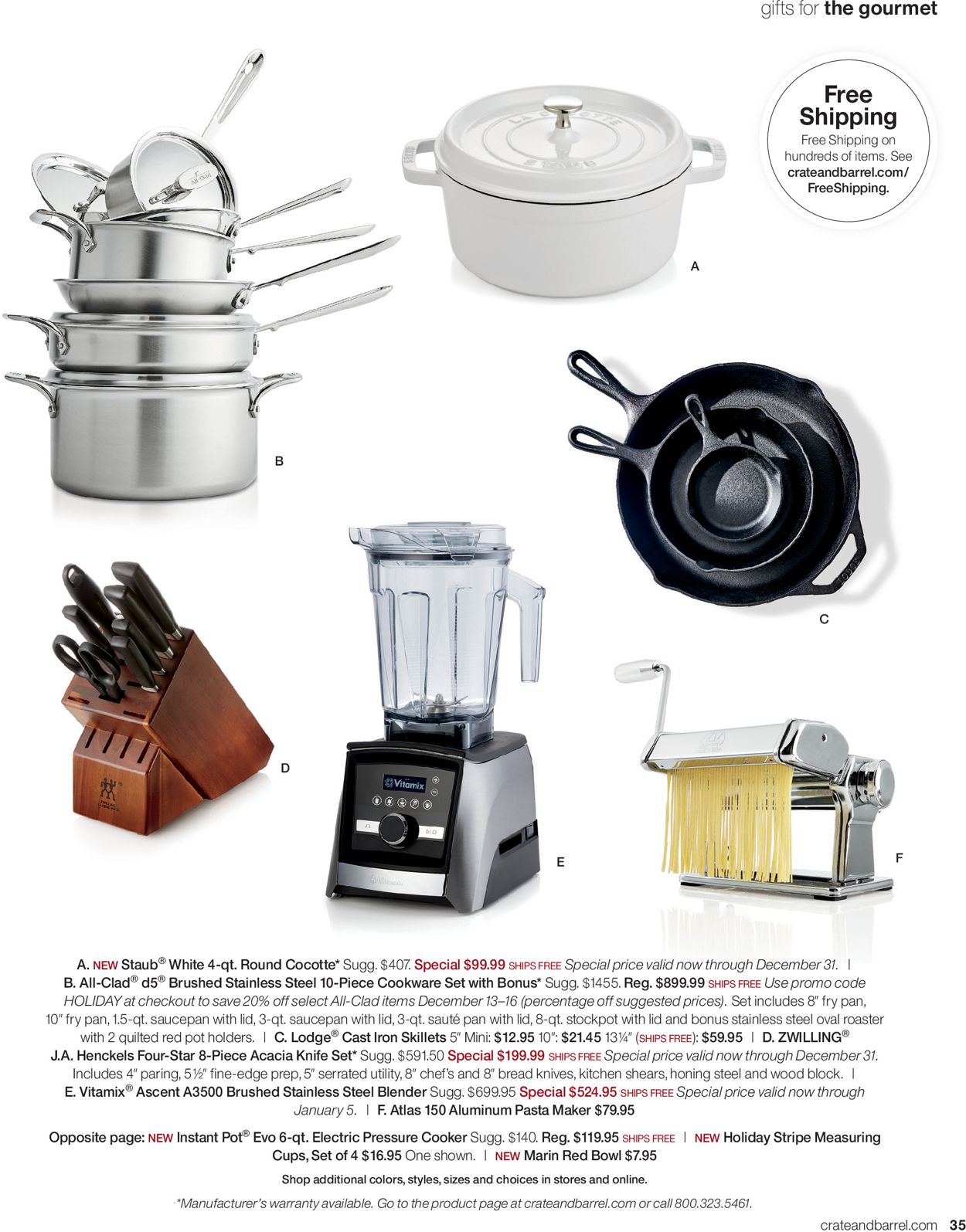 Catalogue Crate & Barrel - Holidays Ad 2019 from 12/01/2019