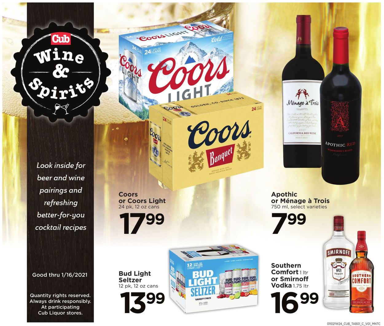 Catalogue Cub Foods Liquor Ad 2021 from 01/03/2021