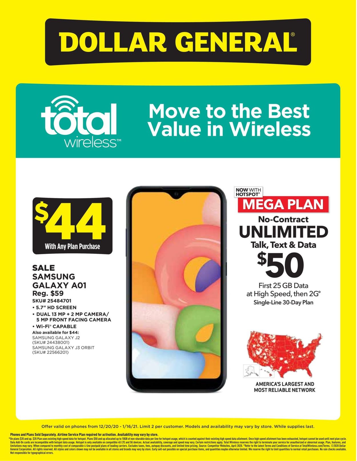 Catalogue Dollar General  Wireless Specials  from 12/20/2020