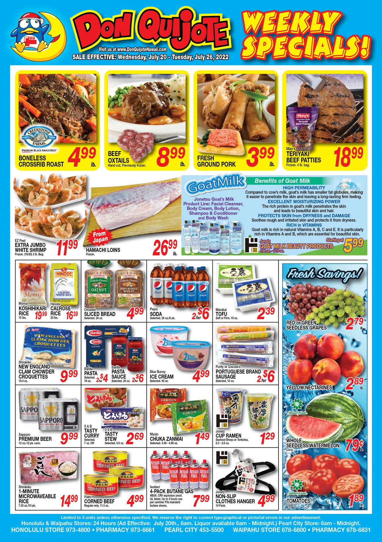 Catalogue Don Quijote Hawaii from 07/20/2022