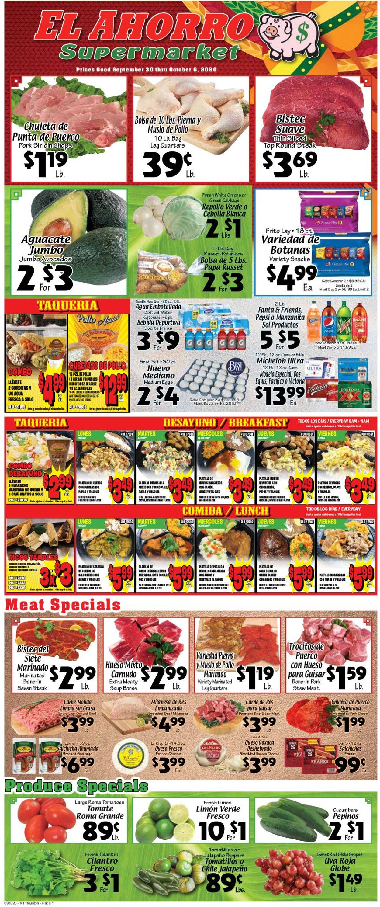 Catalogue El Ahorro Supermarket from 09/30/2020
