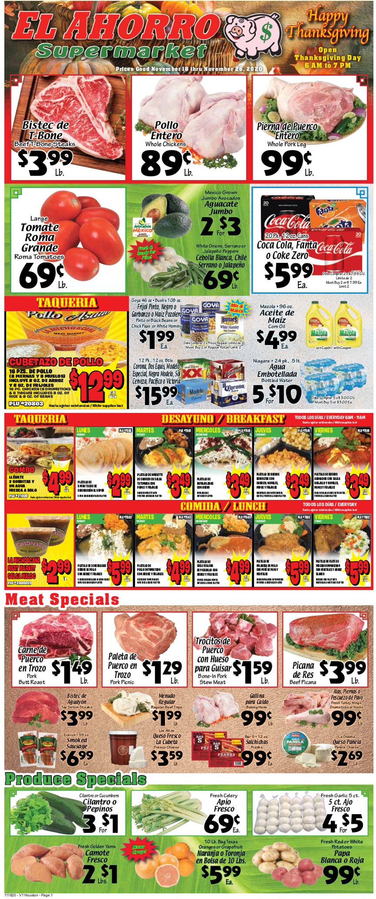 Catalogue El Ahorro Supermarket from 11/18/2020