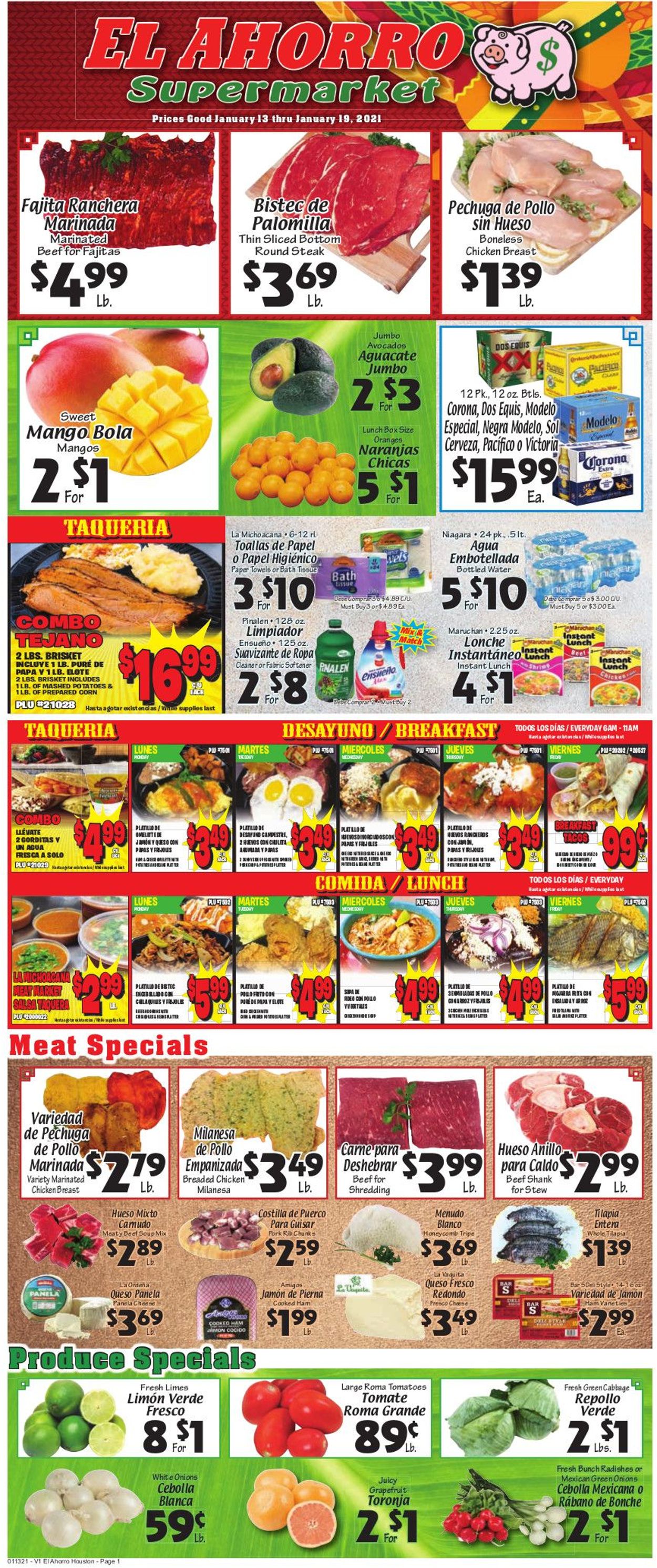 Catalogue El Ahorro Supermarket from 01/13/2021