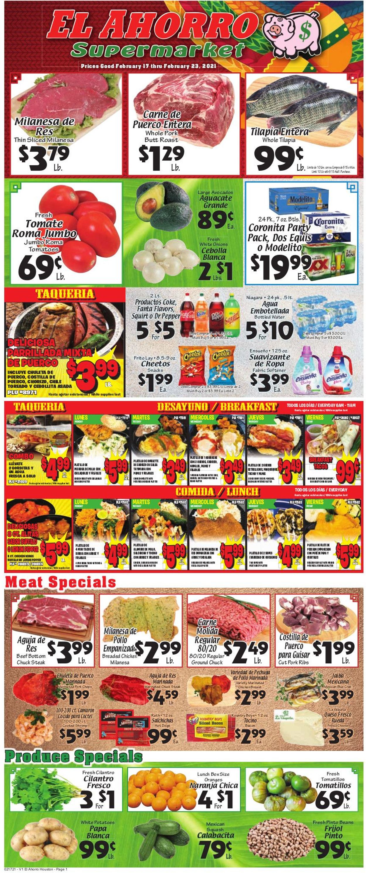 Catalogue El Ahorro Supermarket from 02/17/2021