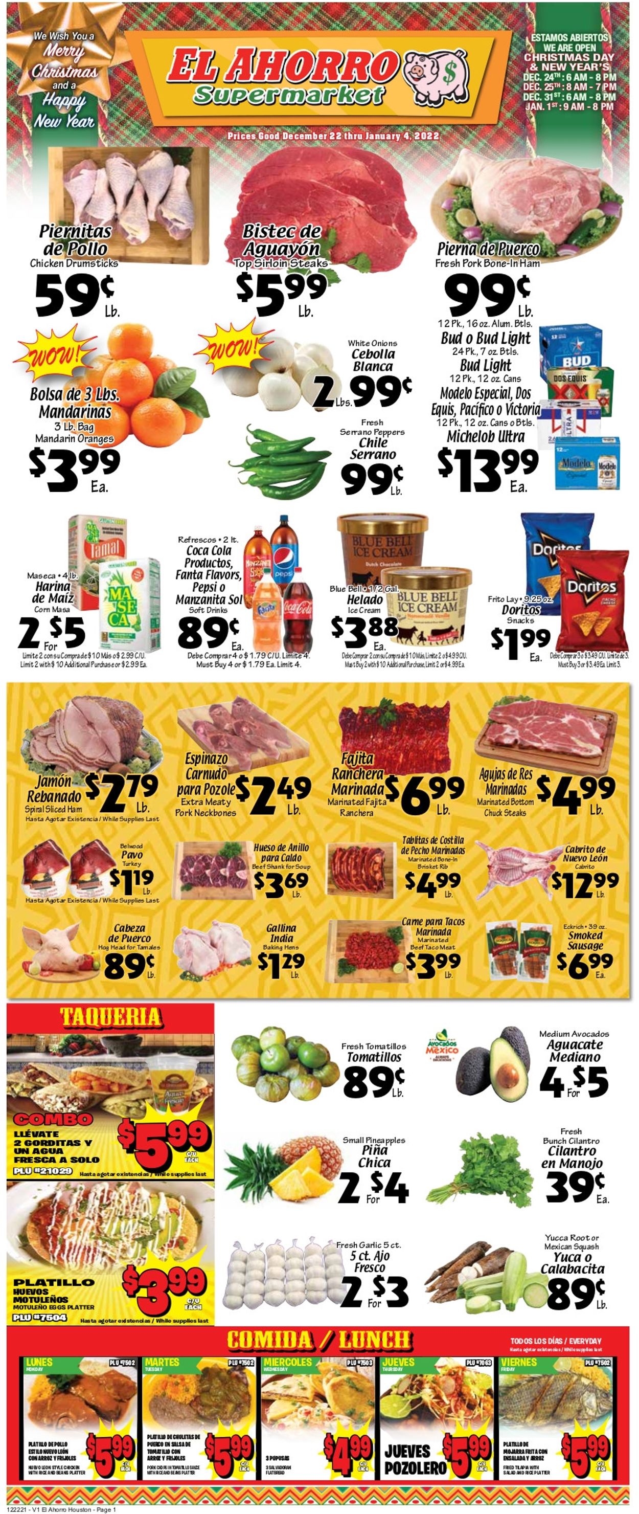 Catalogue El Ahorro Supermarket from 12/22/2021
