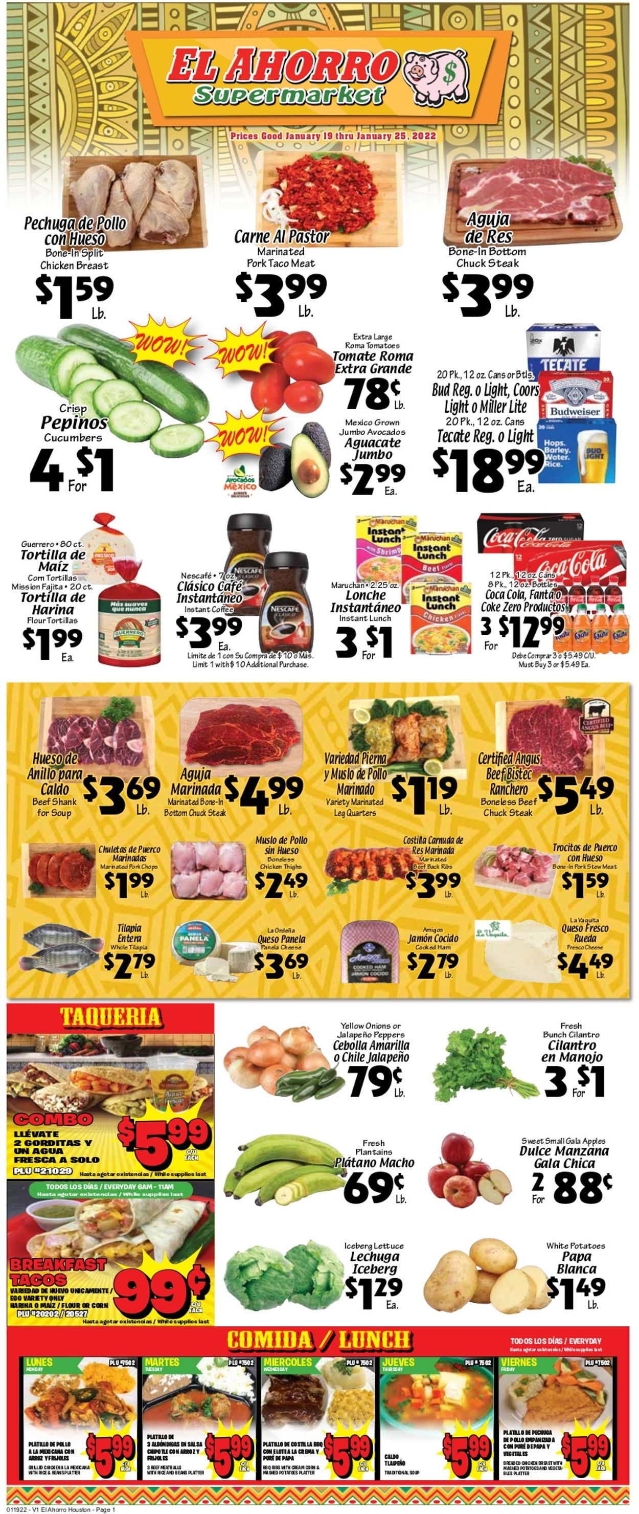 Catalogue El Ahorro Supermarket from 01/19/2022