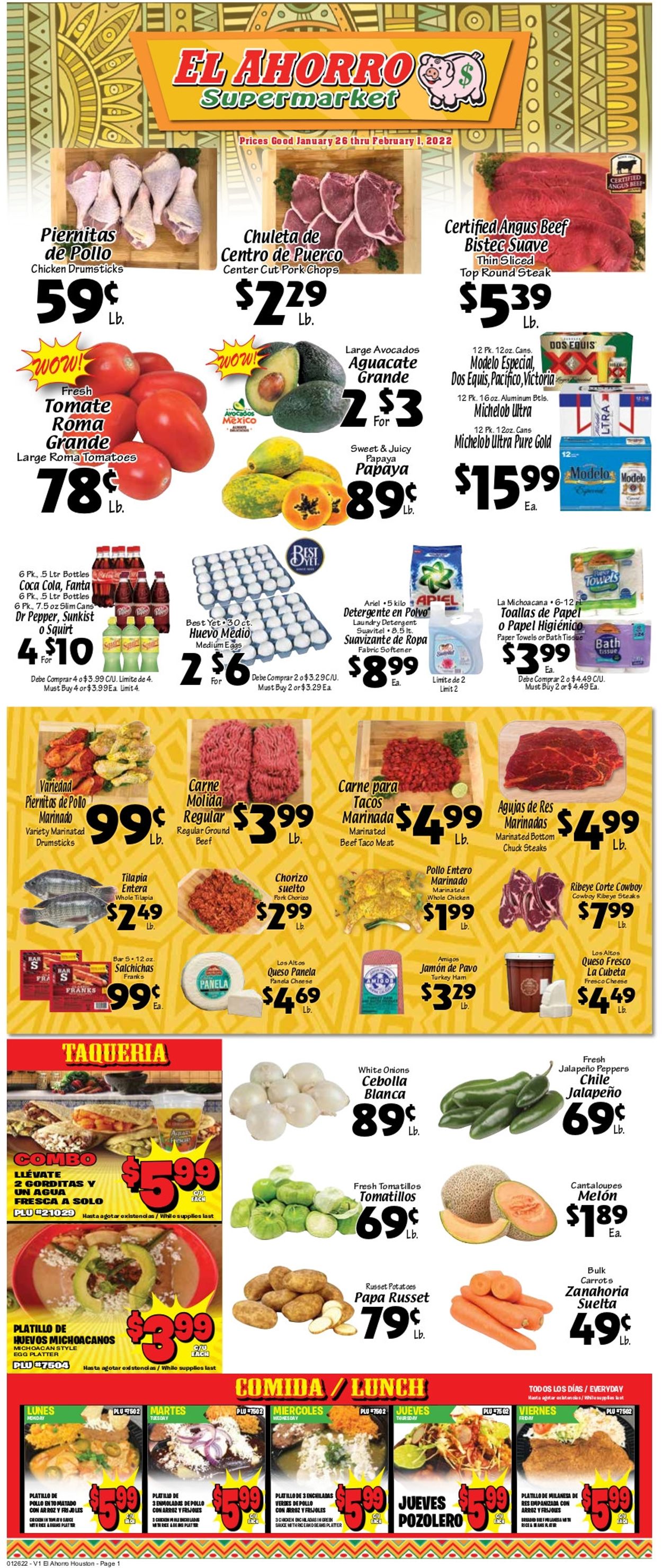 Catalogue El Ahorro Supermarket from 01/26/2022