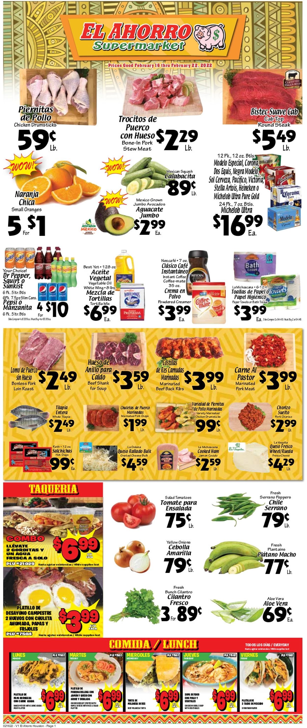 Catalogue El Ahorro Supermarket from 02/16/2022