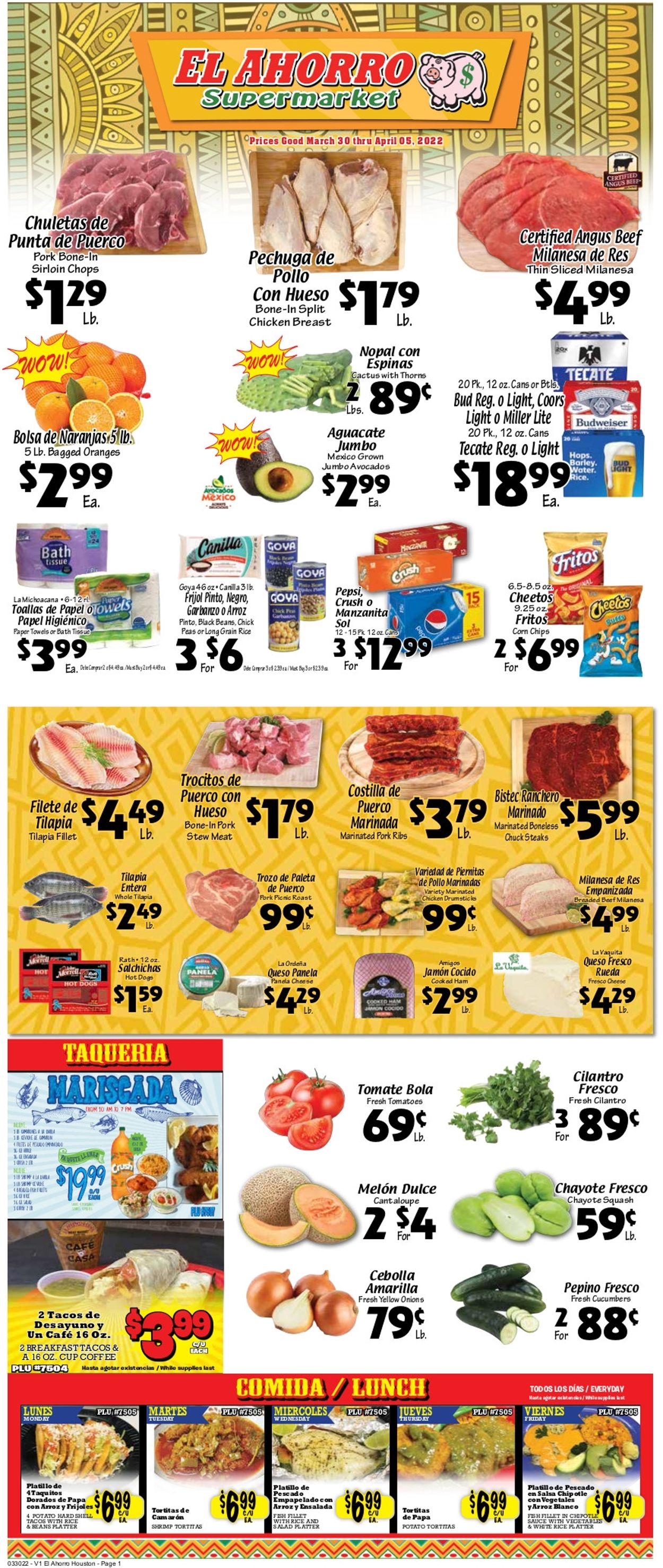 Catalogue El Ahorro Supermarket from 03/30/2022