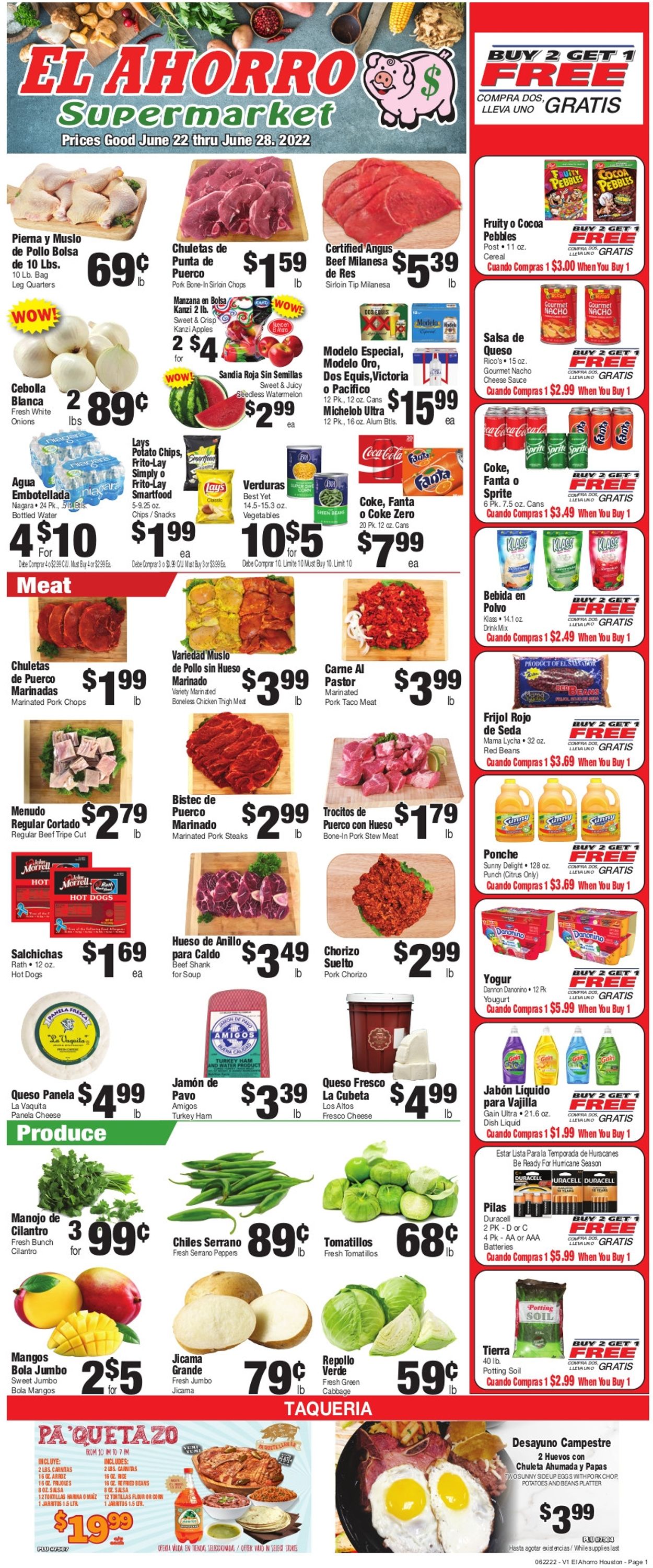 Catalogue El Ahorro Supermarket from 06/22/2022