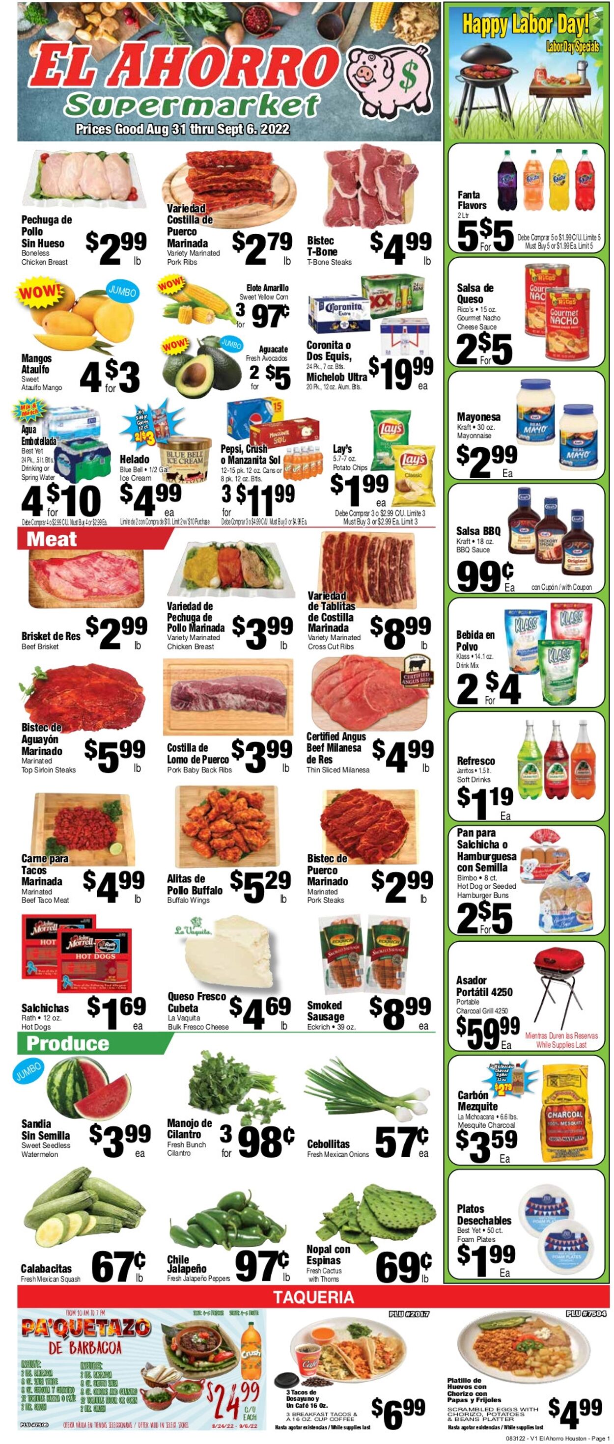 Catalogue El Ahorro Supermarket from 08/31/2022