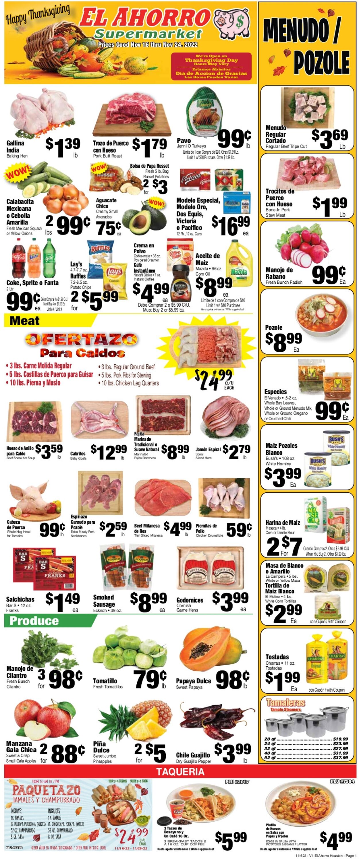 Catalogue El Ahorro Supermarket from 11/16/2022