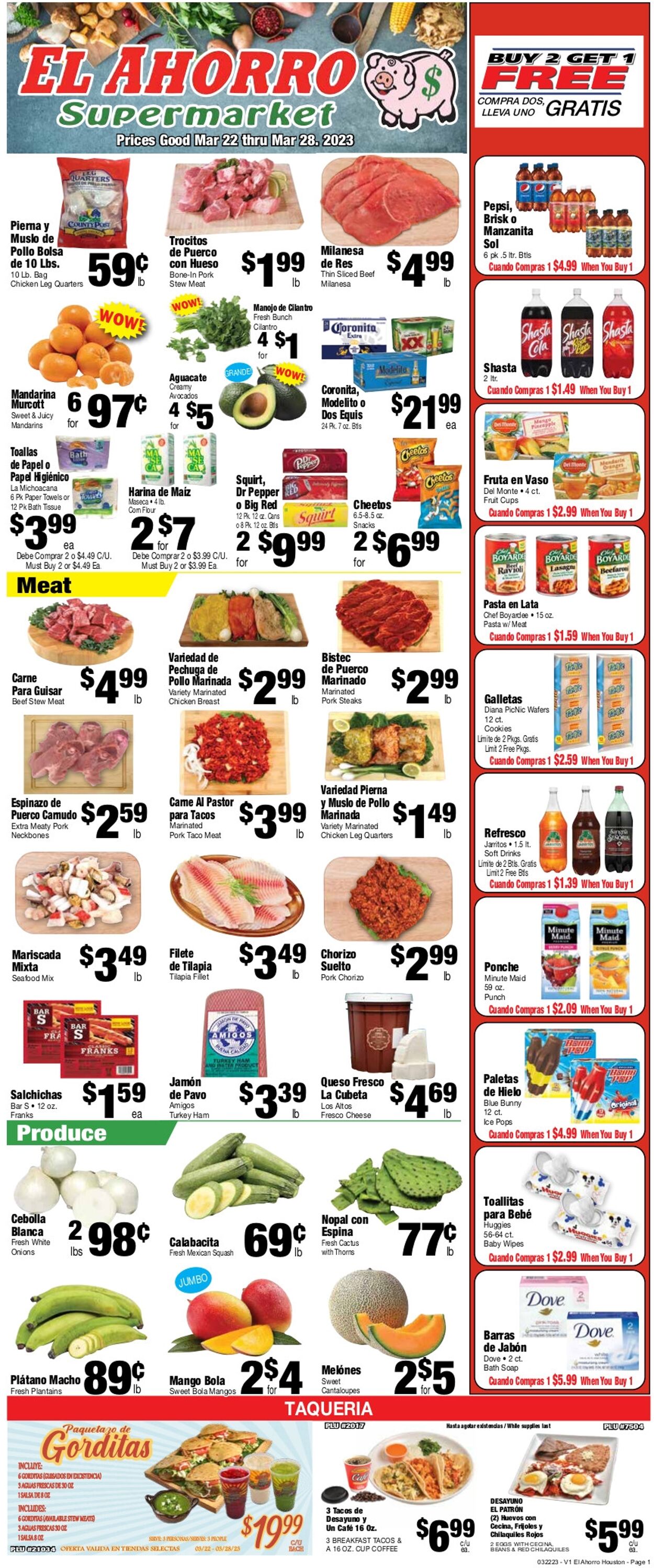 Catalogue El Ahorro Supermarket from 03/22/2023