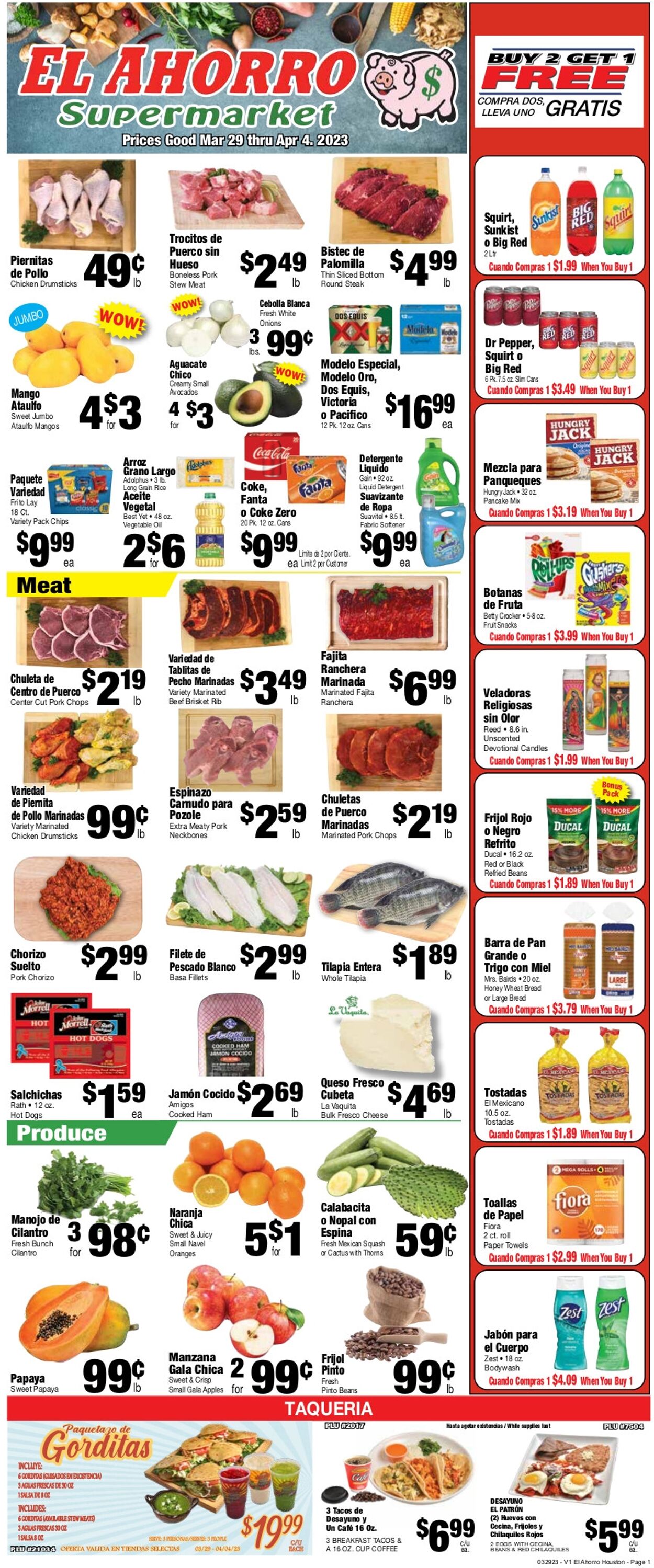 Catalogue El Ahorro Supermarket from 03/29/2023