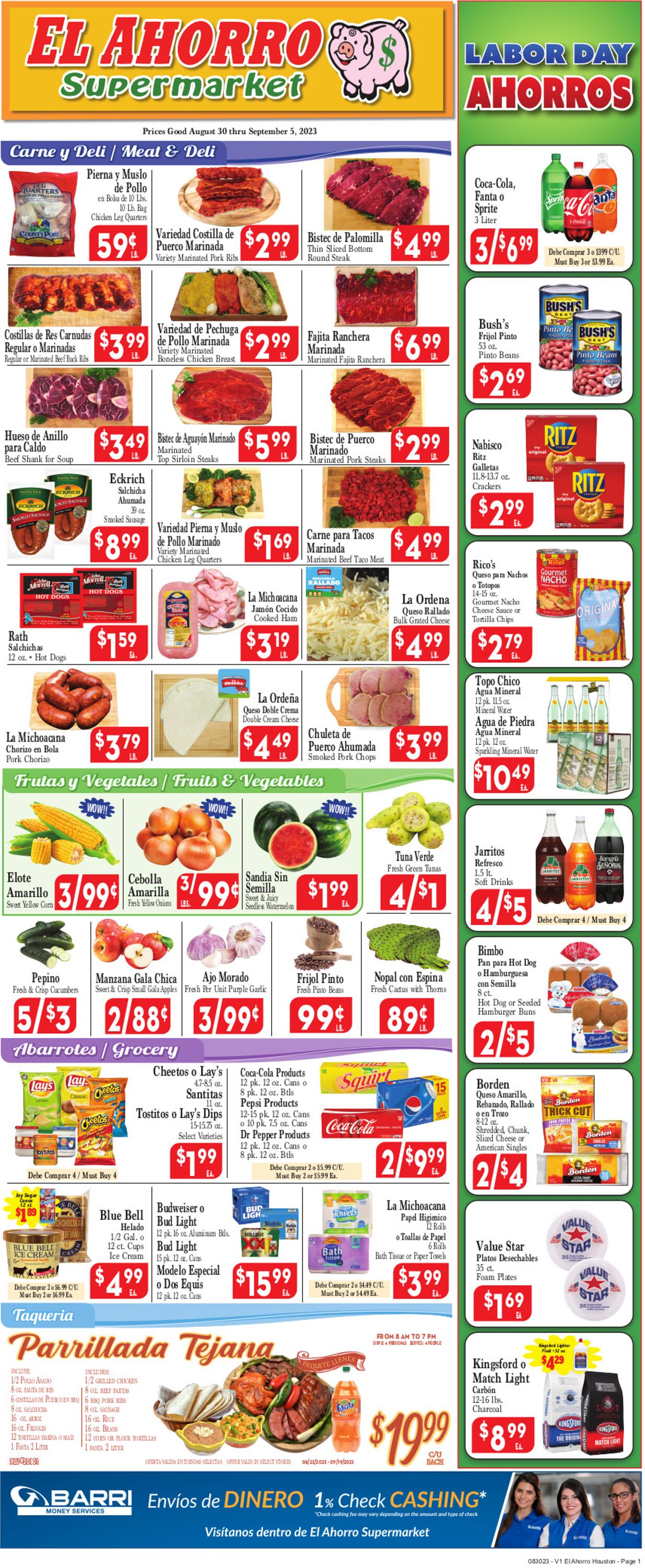 Catalogue El Ahorro Supermarket from 08/30/2023