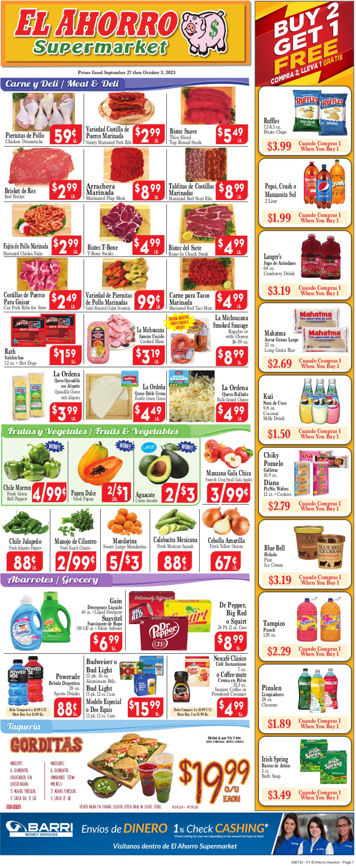 Catalogue El Ahorro Supermarket from 09/27/2023