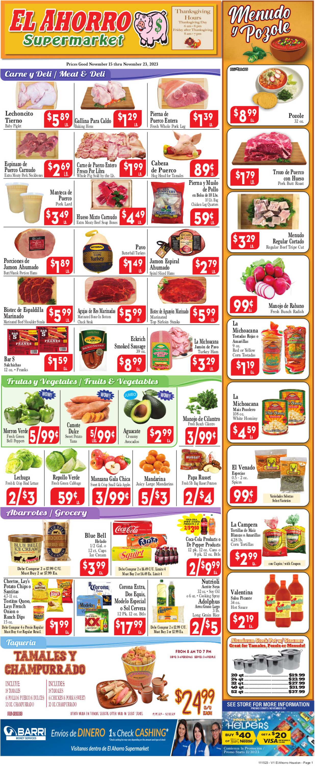 Catalogue El Ahorro Supermarket from 11/15/2023