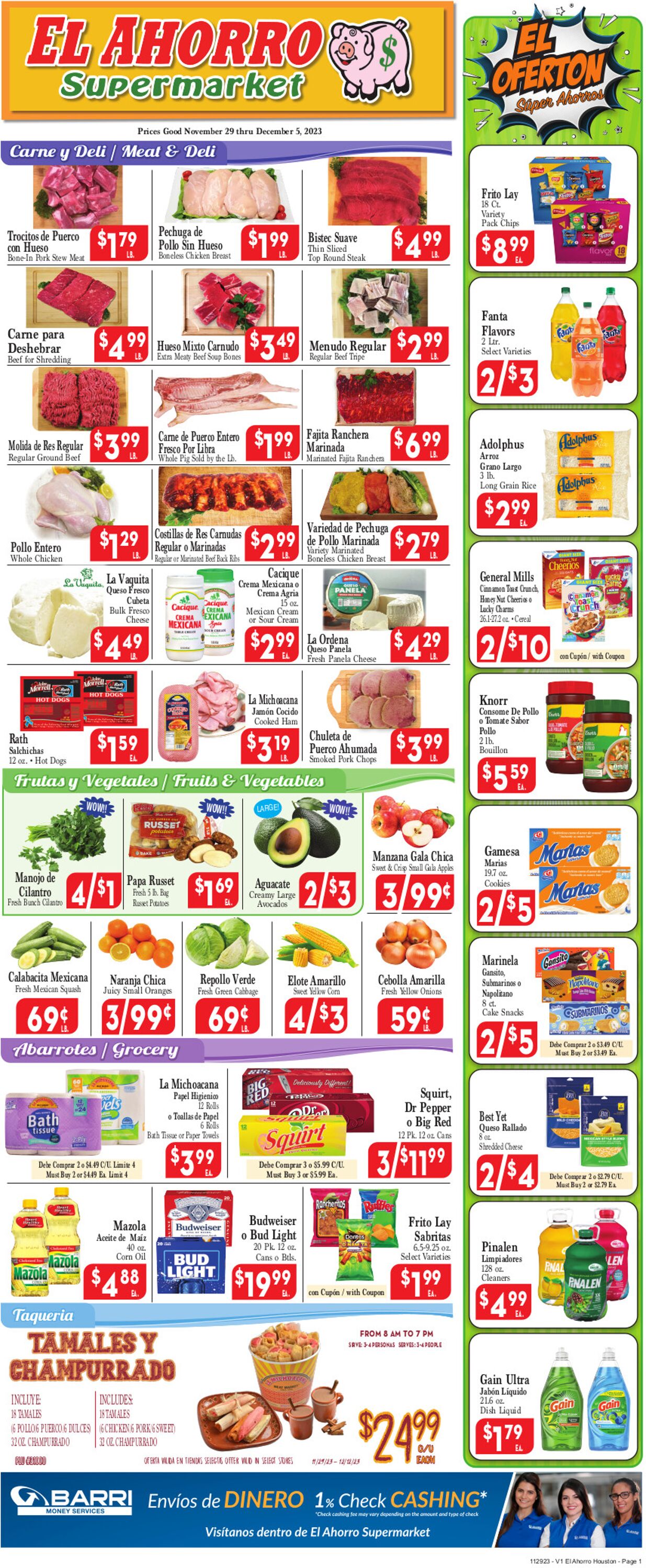 Catalogue El Ahorro Supermarket from 11/29/2023