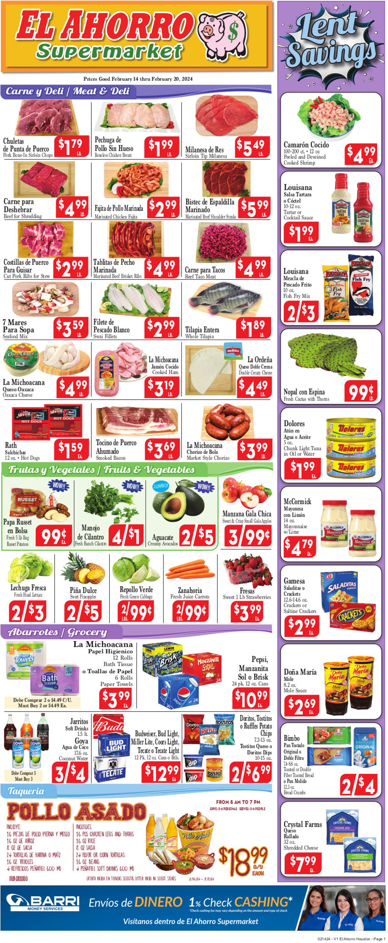 Catalogue El Ahorro Supermarket from 02/14/2024