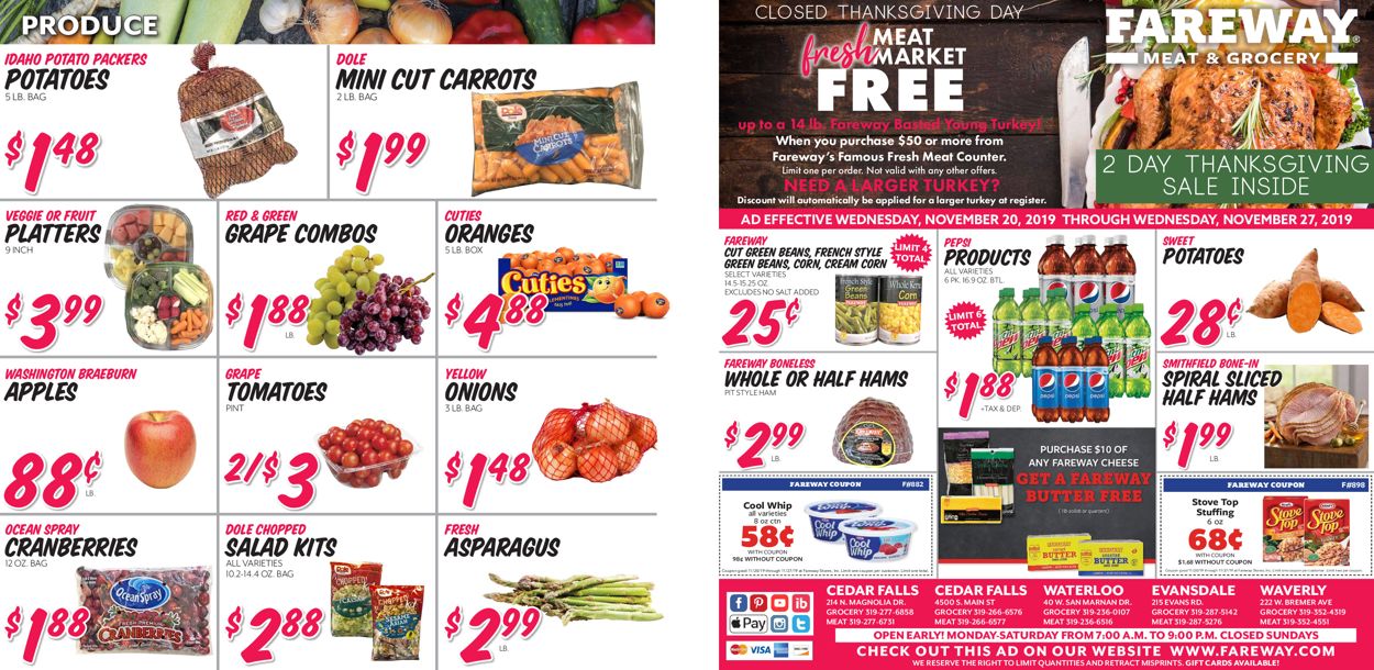 Catalogue Fareway - Thanksgiving Ad 2019 from 11/20/2019