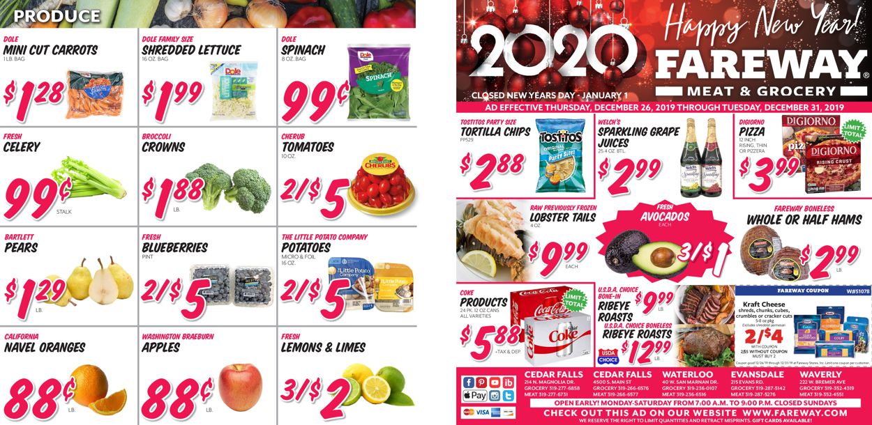 Catalogue Fareway - New Year's Ad 2019/2020 from 12/25/2019