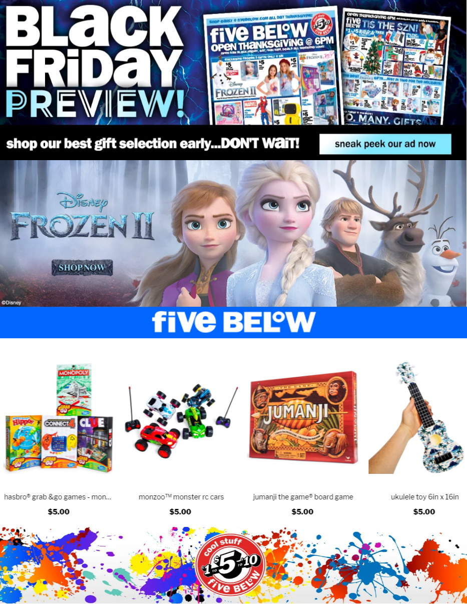 Catalogue Five Below from 11/27/2019