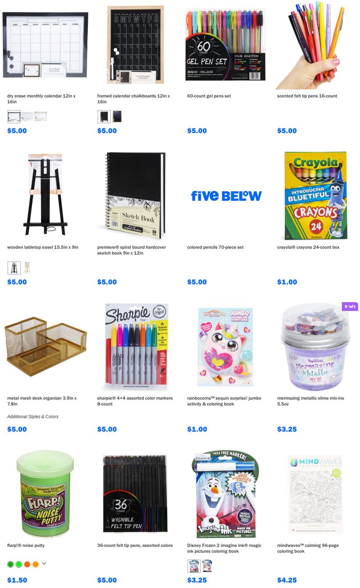 Catalogue Five Below from 08/25/2021