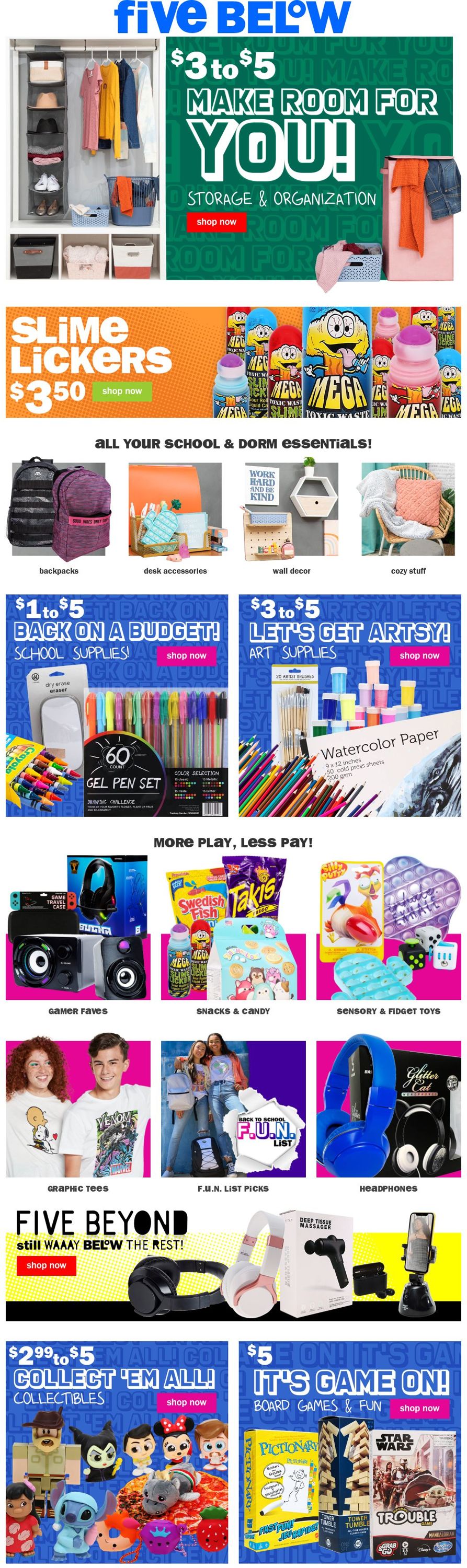 Catalogue Five Below from 09/08/2021