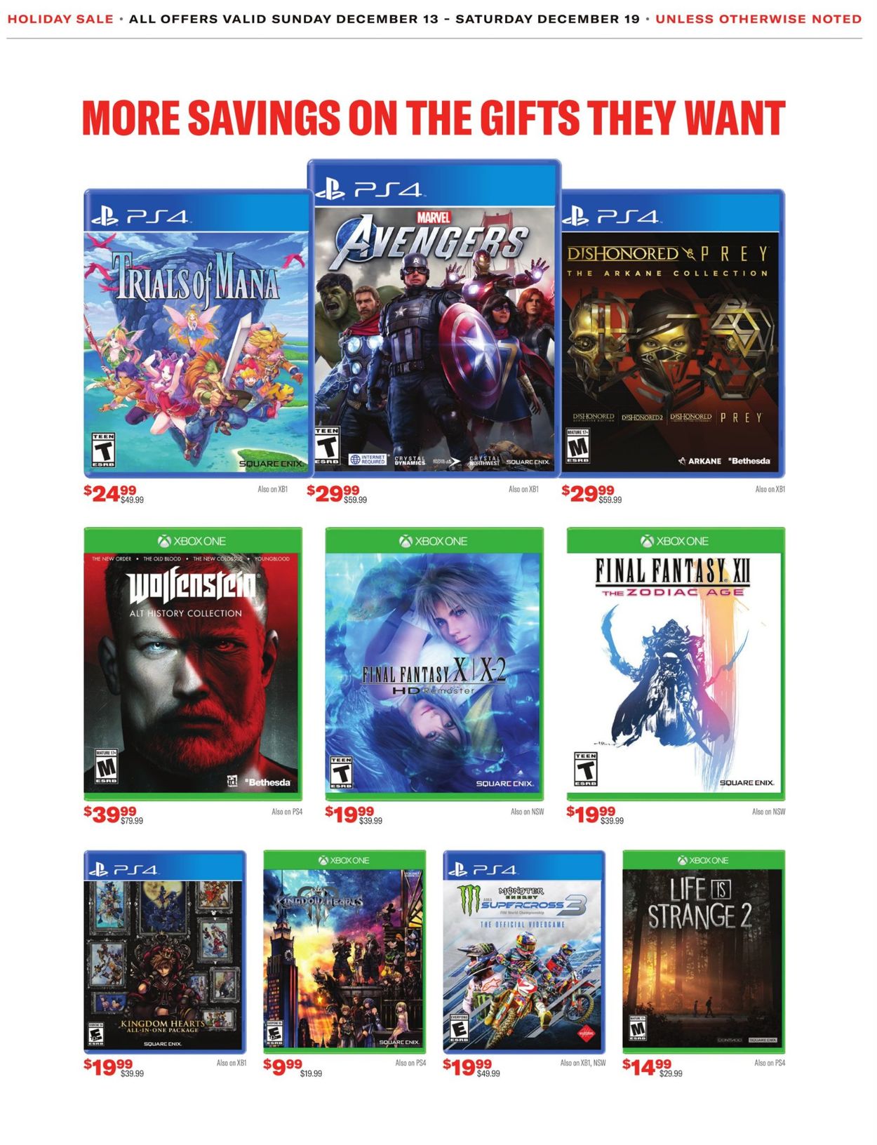 Catalogue Game Stop Holiday Sale 2020 from 12/13/2020