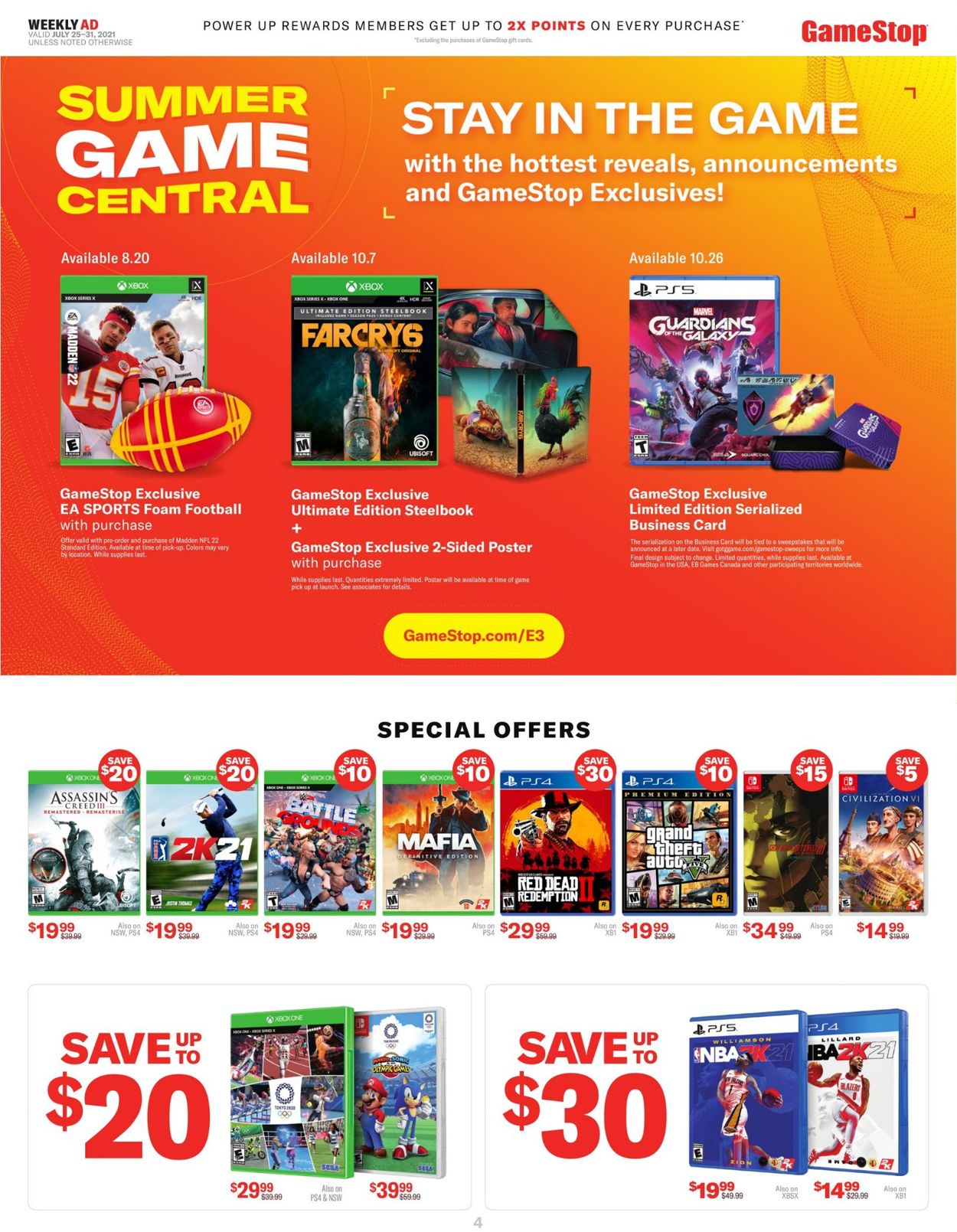 Catalogue Game Stop from 07/25/2021